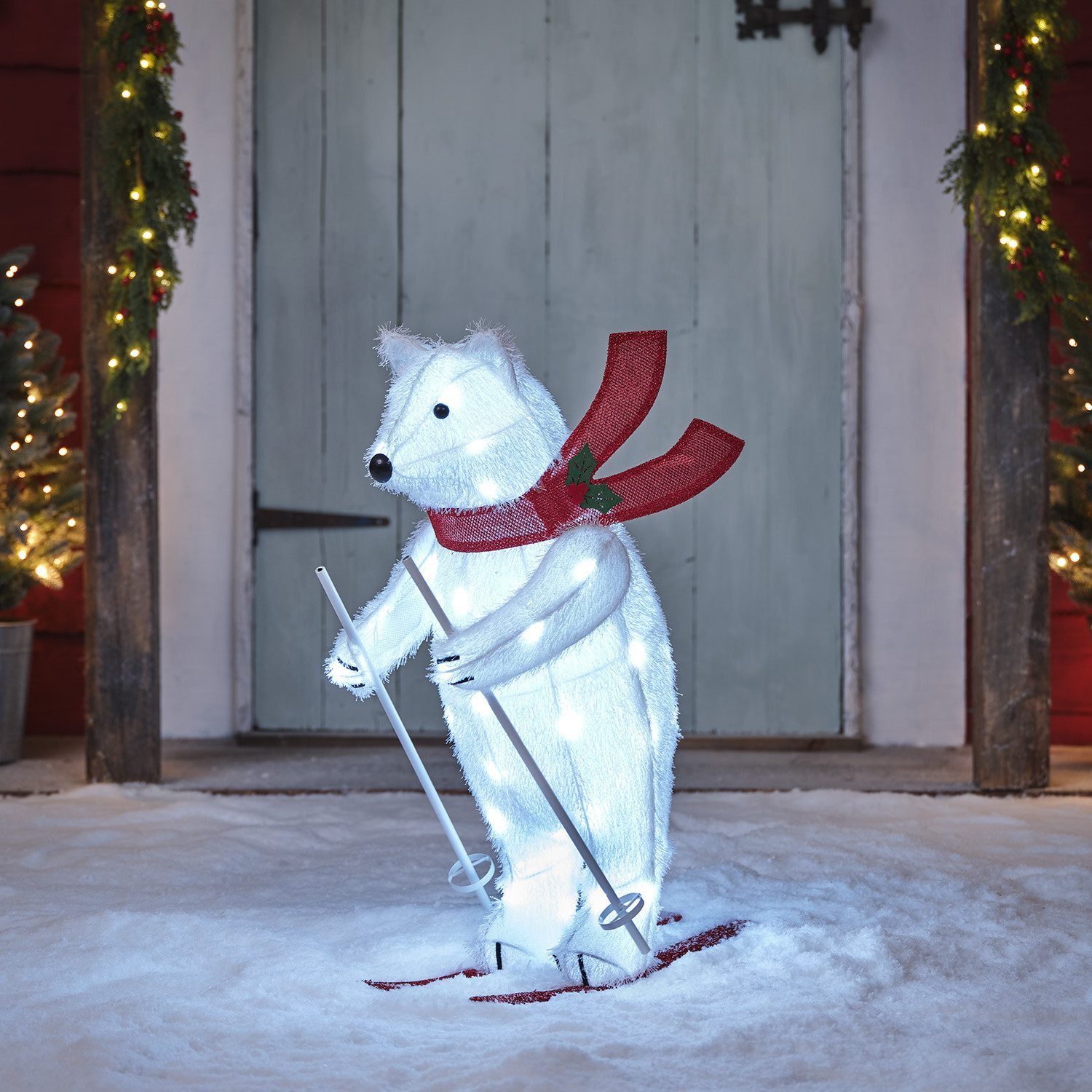 Lights4fun LED-Dekofigur LED-Weihnachtsfigur Außen Polarbär, Weihnachtsbeleuchtung, (H) 67 x (L) 30 x (T) 46 cm