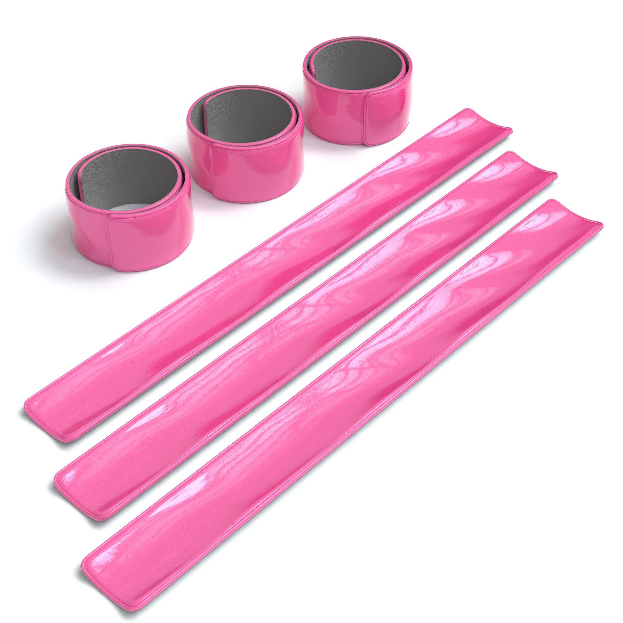 EAZY CASE Fahrradreflektor 6er Set Schnapp-Leuchtarmbänder, Schnapparmband Jogging Reflektor Laufen Sicherheit reflektierend Pink