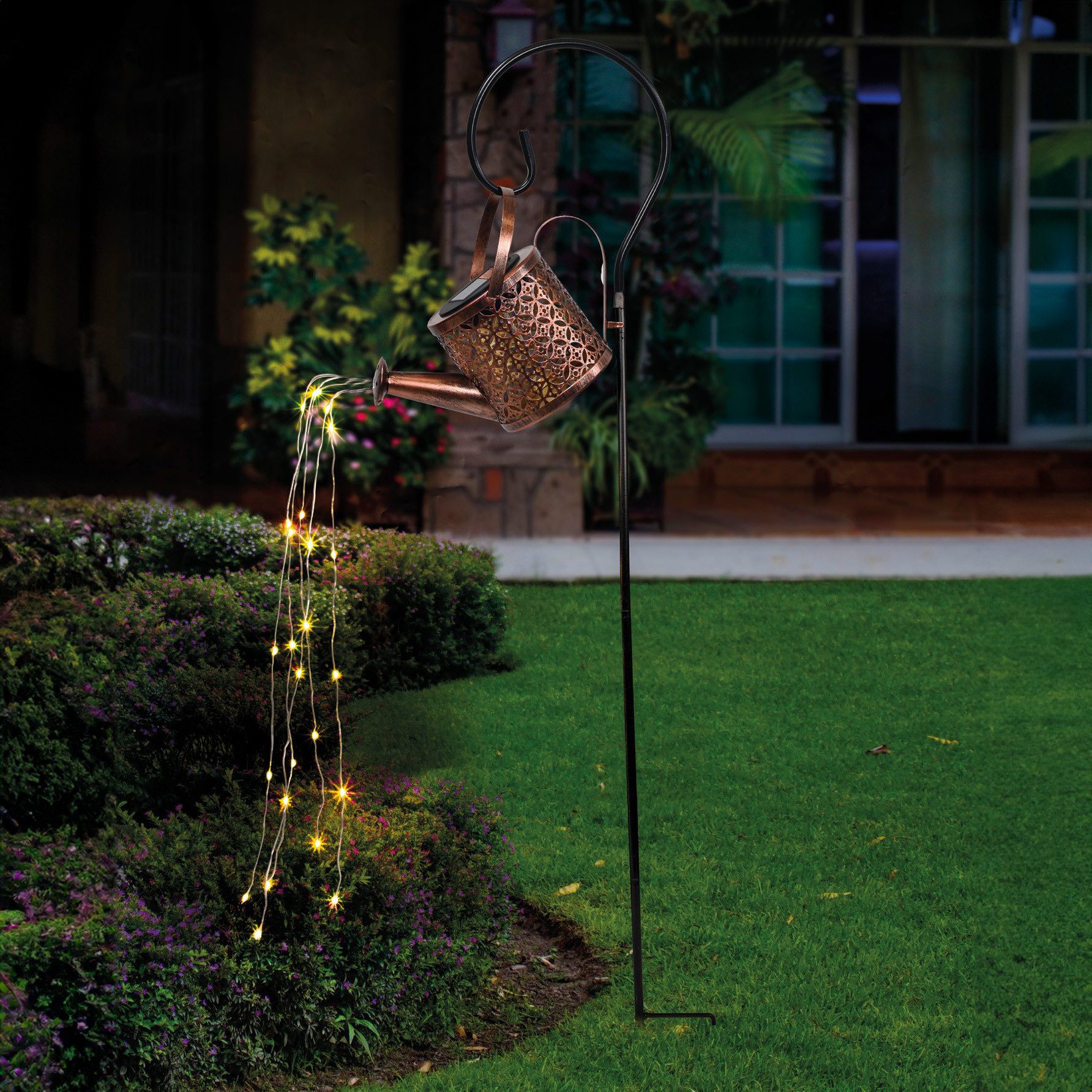 BONETTI LED Solarleuchte Deko Solar LED Gießkanne aus Metall mit LED-Licht, Ein-/Ausschalter, Einschaltautomatik, solarbetrieben, LED, warm-weiß, Einschaltautomatik