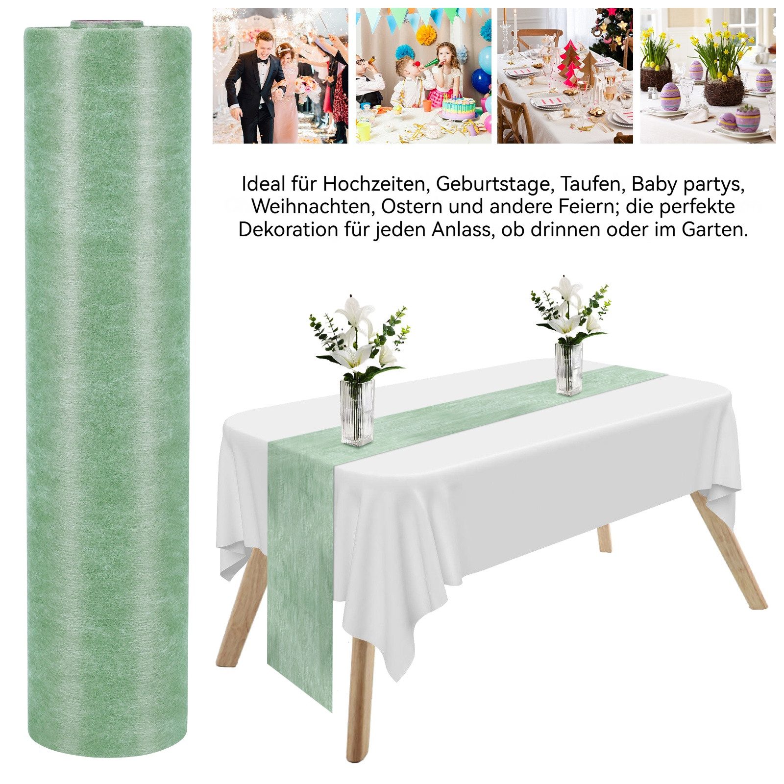 BlingBin Tischläufer Vlies Tischläufer Grün, DIY günstig online kaufen