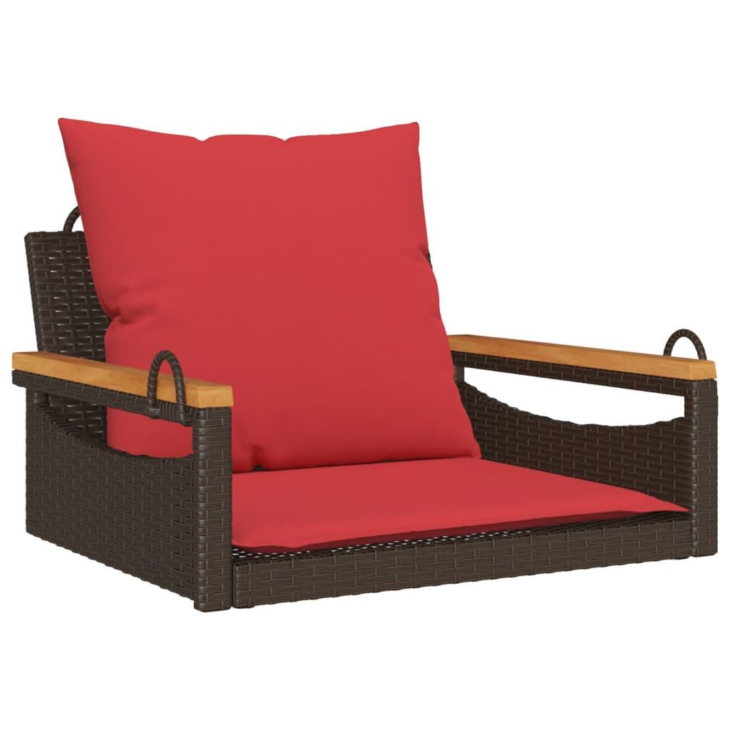 vidaXL Gartenbank Hängesessel mit Kissen Braun 63x62x40 cm Poly Rattan (1-St)