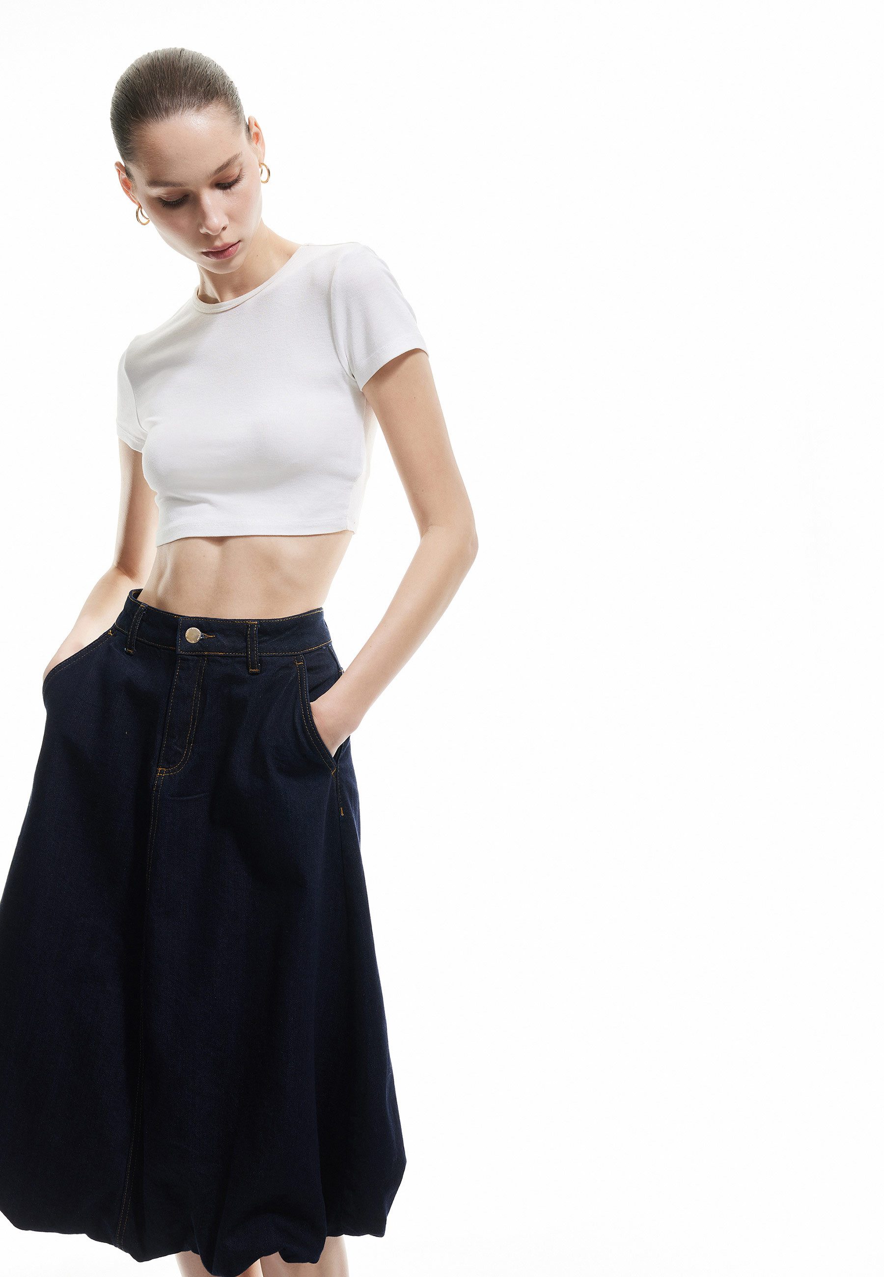 Koton Sommerrock Denim Midi Länge Sommerrock