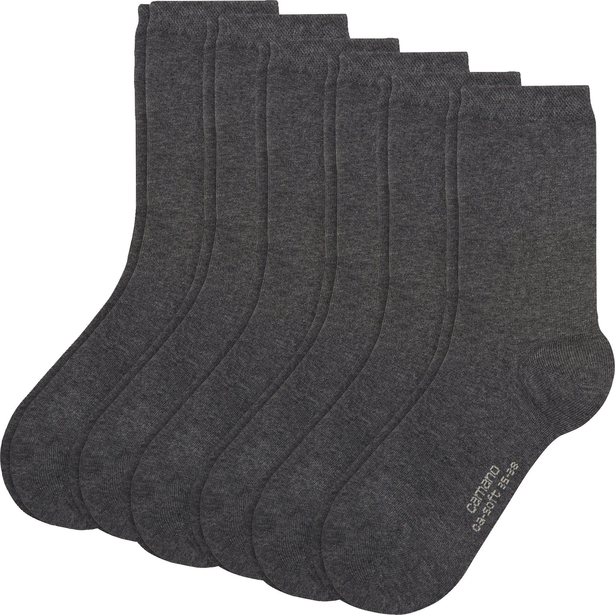 Camano Socken Damen-Socken 6 Uni anthrazit-melange Paar