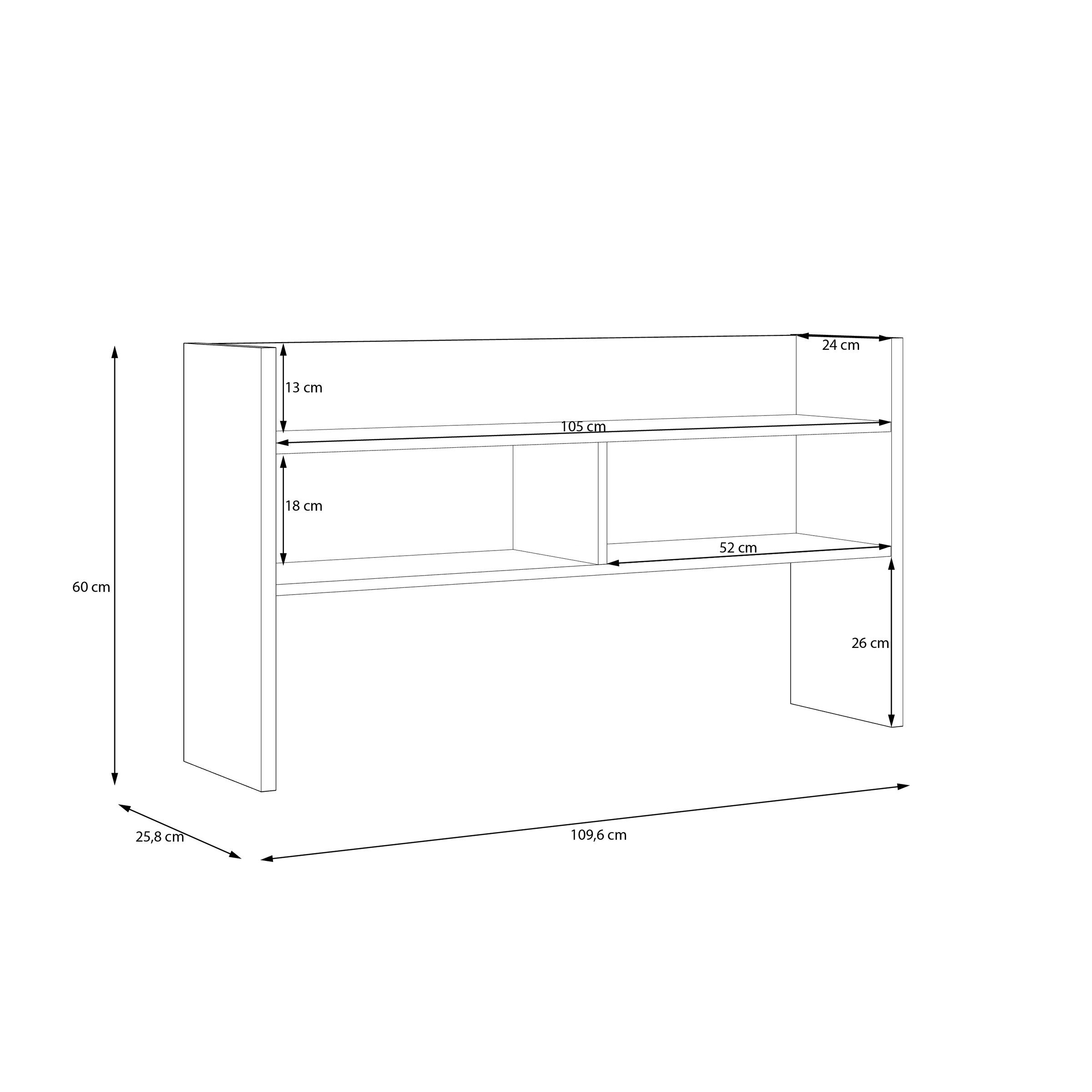 FORTE Schreibtischaufsatz in Artisan Eiche/ Weiß - 109,6x60x25,8 (BxHxT) – Bild 5 von 5