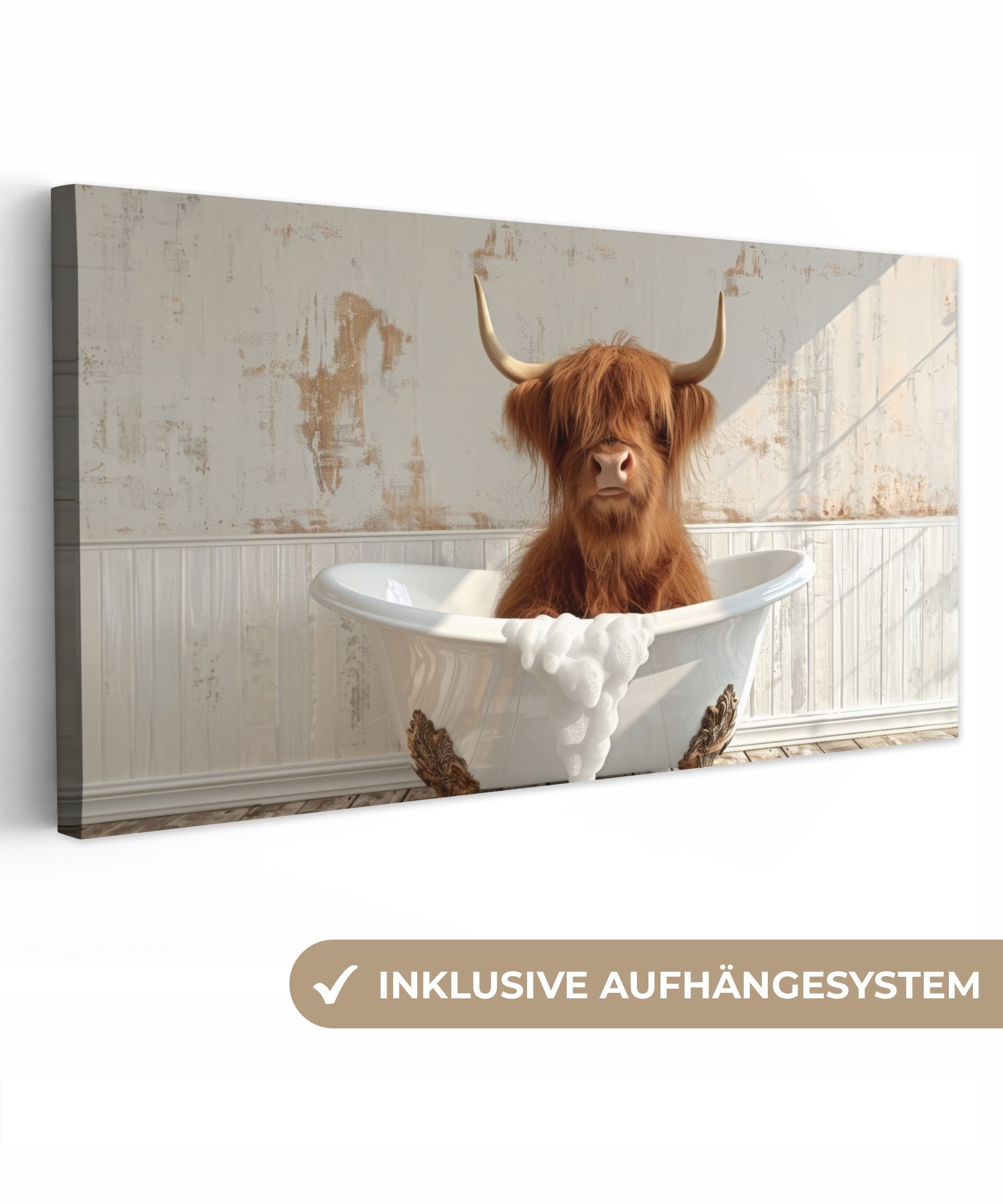 OneMillionCanvasses® Leinwandbild Panorama Schottischer Highlander - günstig online kaufen