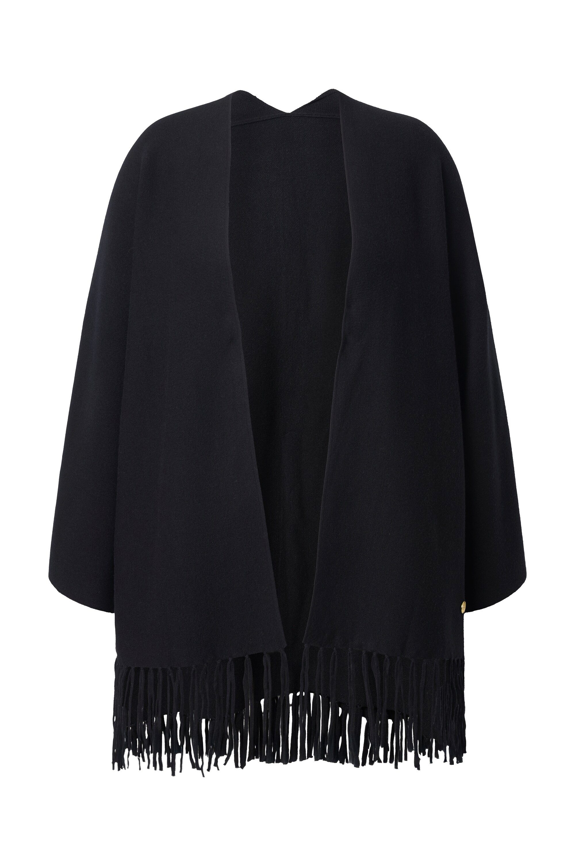 Strickjacke Strickjacke Fransensaum ohne Verschluss Langarm