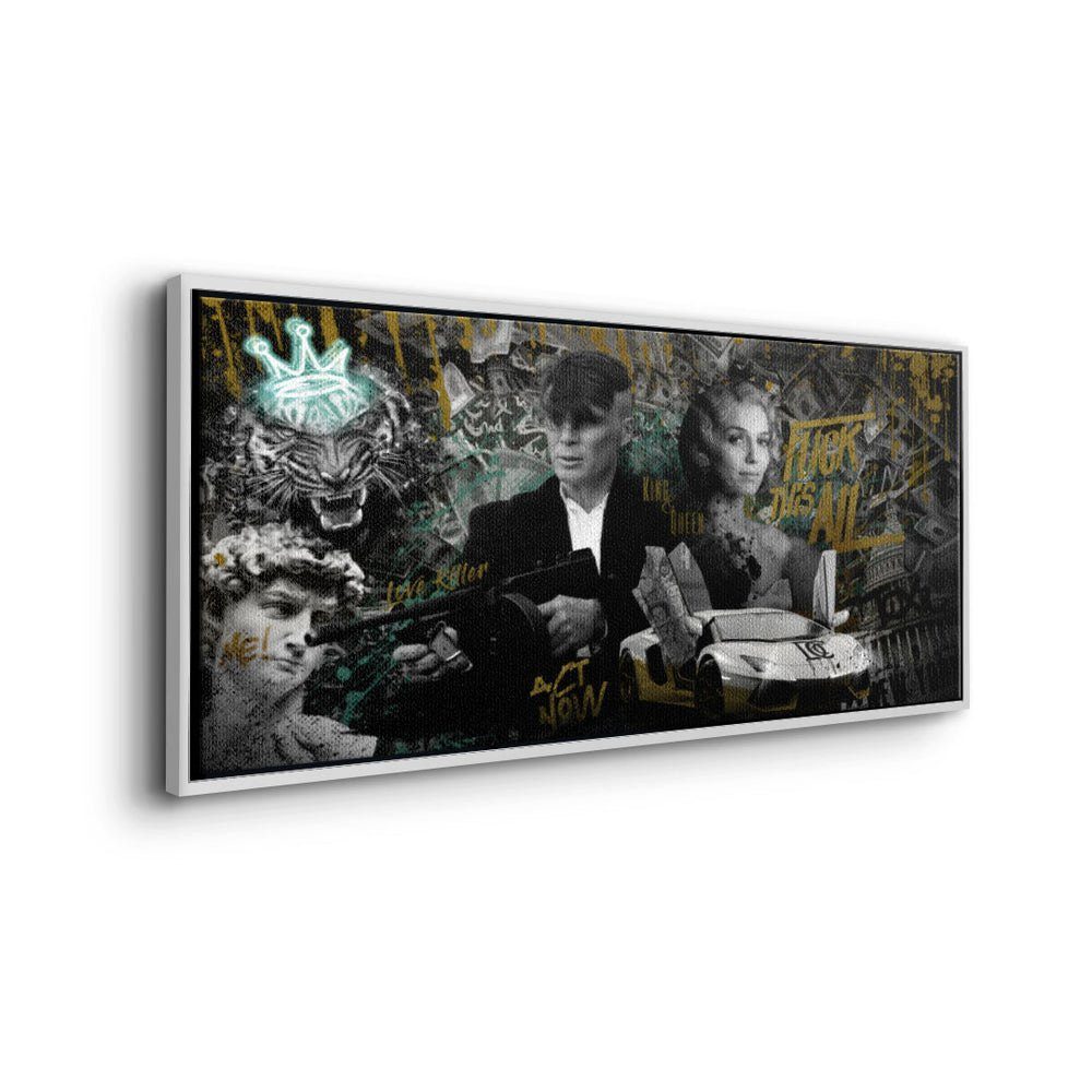 DOTCOMCANVAS® Leinwandbild, Premium Wandbild - Rahmen Erfolgsbild Blinders schwarzer - Panorama Peaky