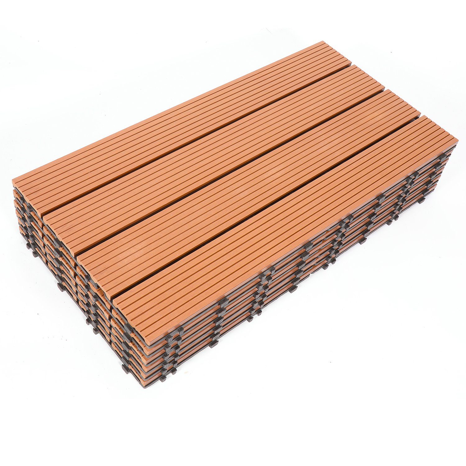 in Braun Holzfliesen Terrassenfliesen mit 1m² Klicksystem Bodenbelag für und Holzfliesen Drainage Garten Gimisgu Balkon, 30x60cm Holzoptik