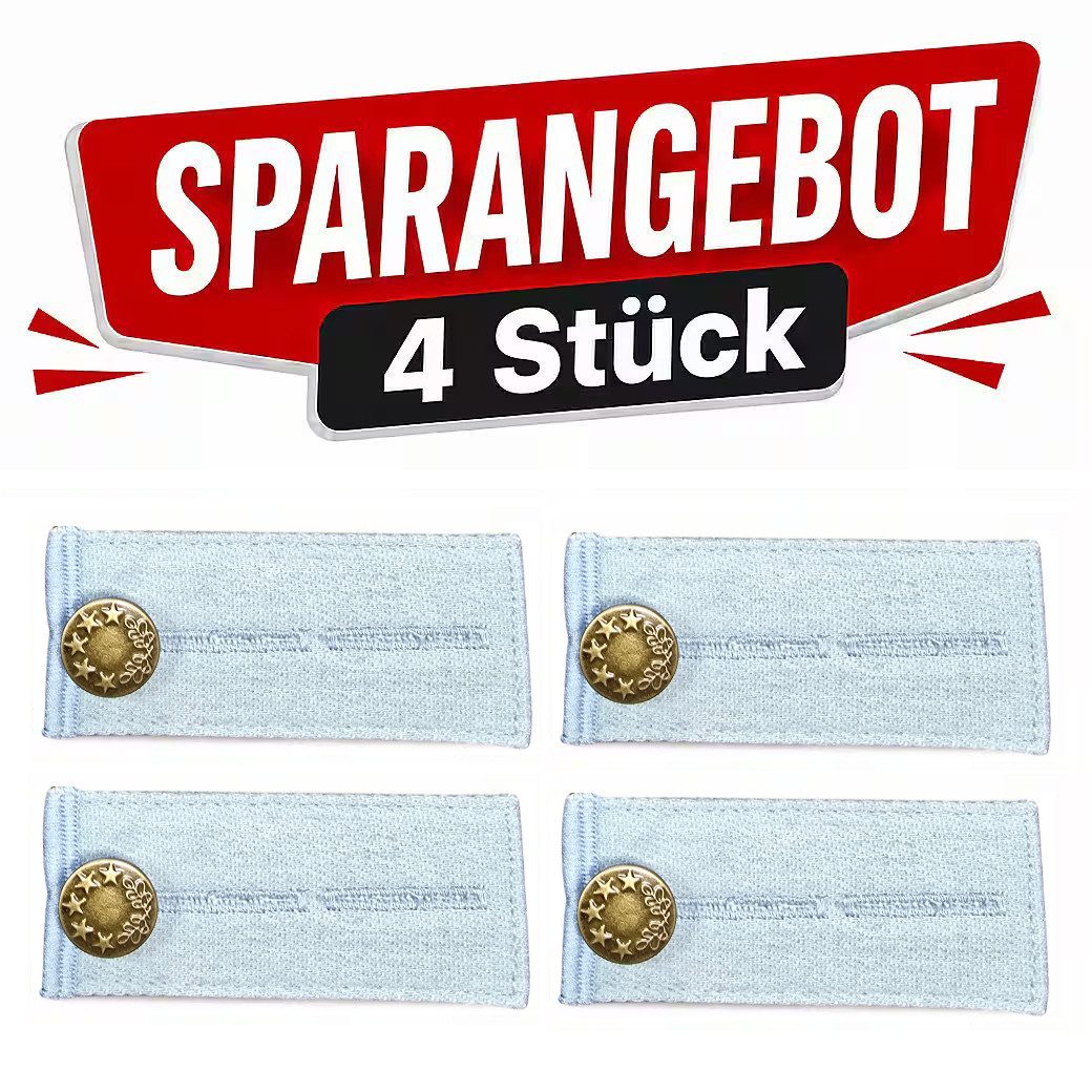 Ware aus aller Welt Bunddehner 4er Set Hosenbund-Erweiterung 8,2 × 3,6 cm Bundweite flexibel anpassen (4-tlg), Jeansknopf-Erweiterung Hosenweiterer Hosenbund-Verlängerung