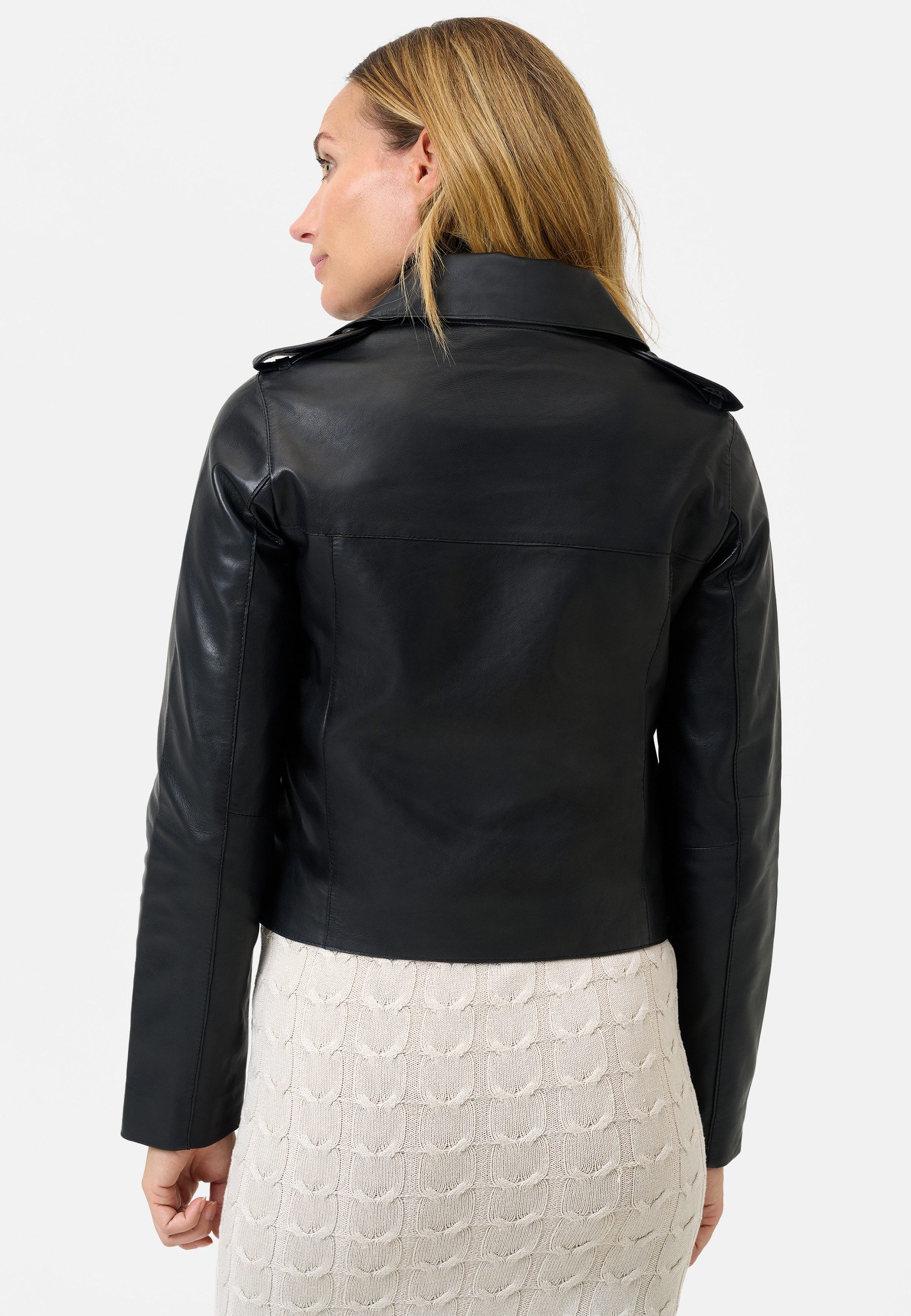 RICANO Lederjacke Juana Lederjacke mit Hemdkragen und Schulterklappen