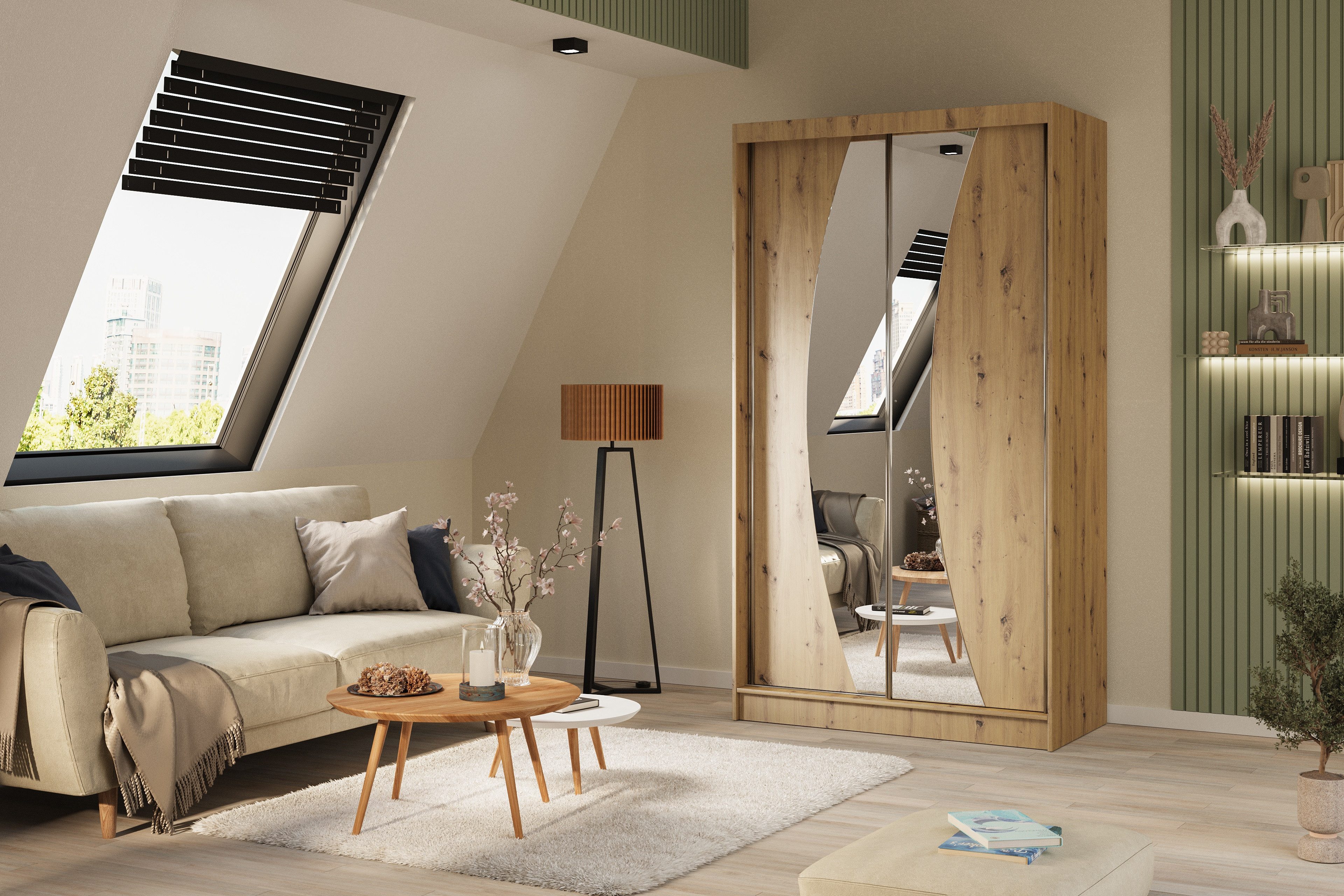 ALTDECOR Schiebetürenschrank VOXI (Kleiderschrank Garderobenschrank mit ...