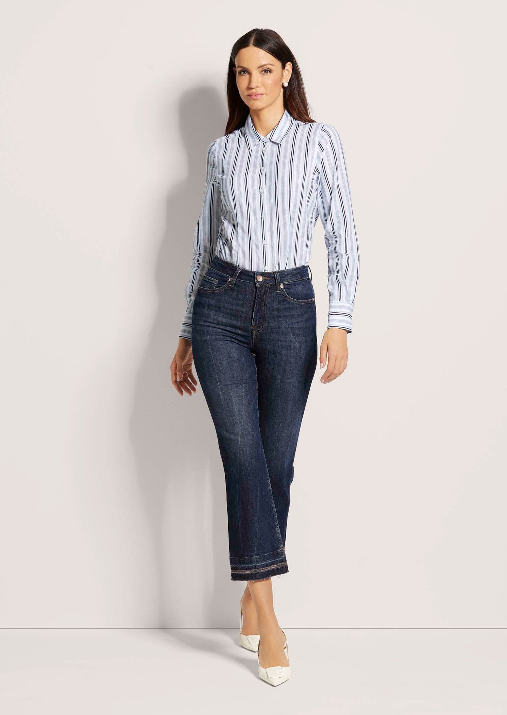 MADELEINE Gerade Jeans Ausgestellte Jeans mit Strass-Deko und Fransen