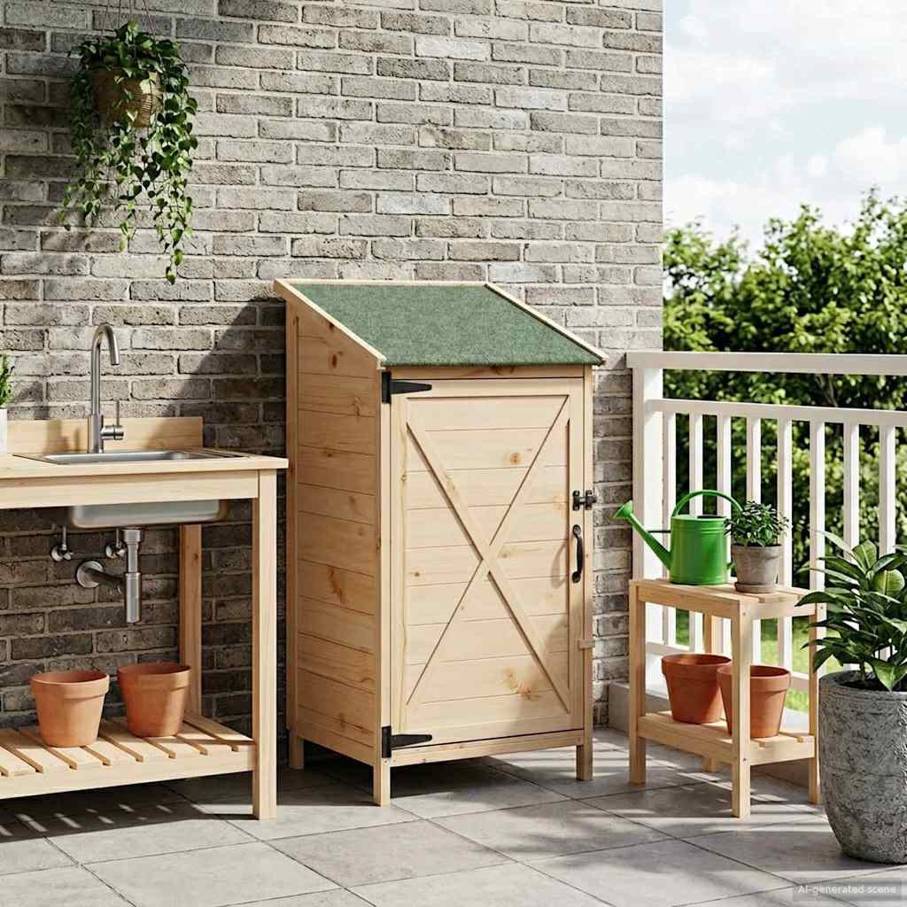 vidaXL Gartenhaus Gartenschuppen Natur 59,5 x 56 x 113,5 cm Massivholz aus Fichte – Bild 2 von 5