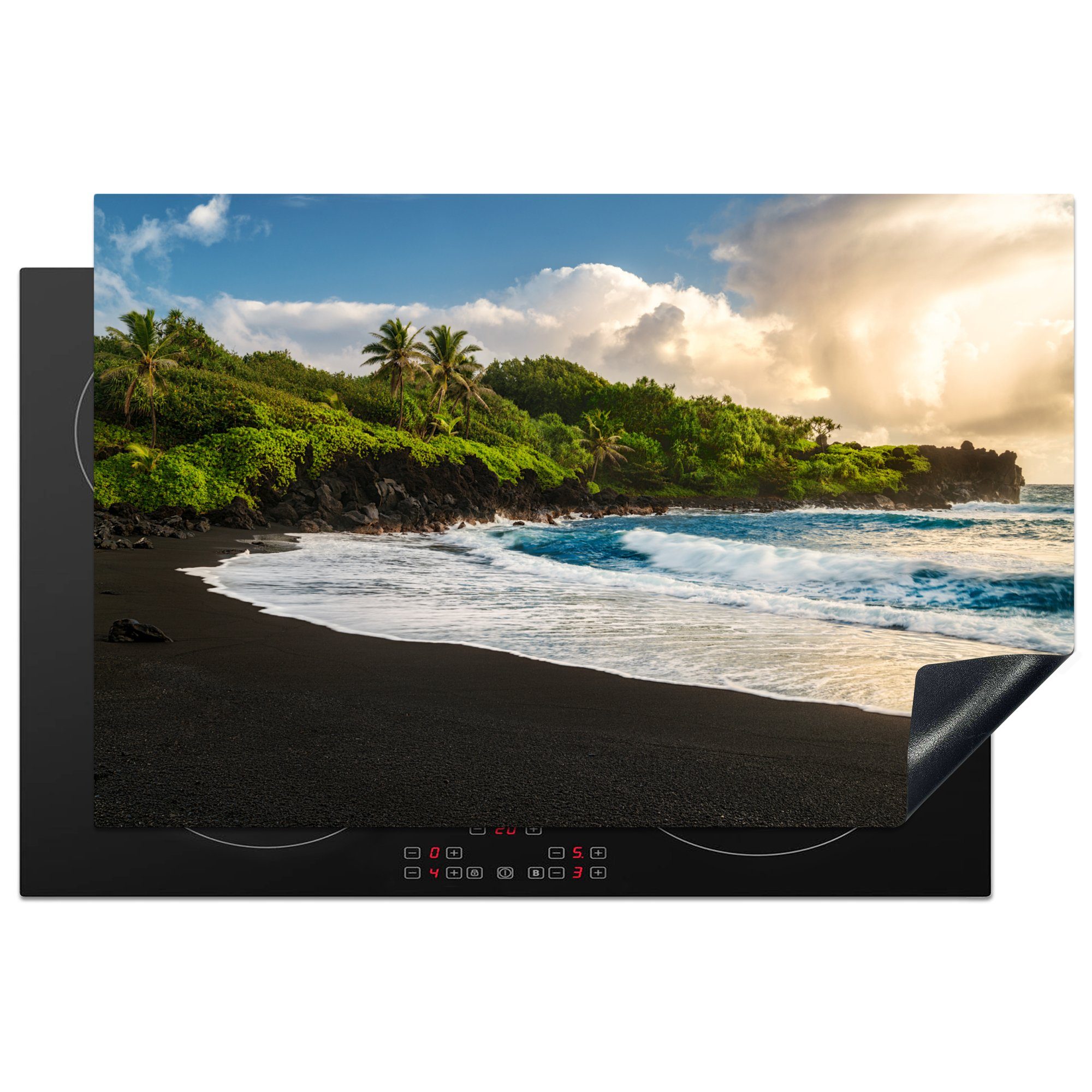MuchoWow Herdblende-/Abdeckplatte Hawaii - Strand - Insel, Vinyl, (1 tlg), 81x52 cm, Induktionskochfeld Schutz für die küche, Ceranfeldabdeckung