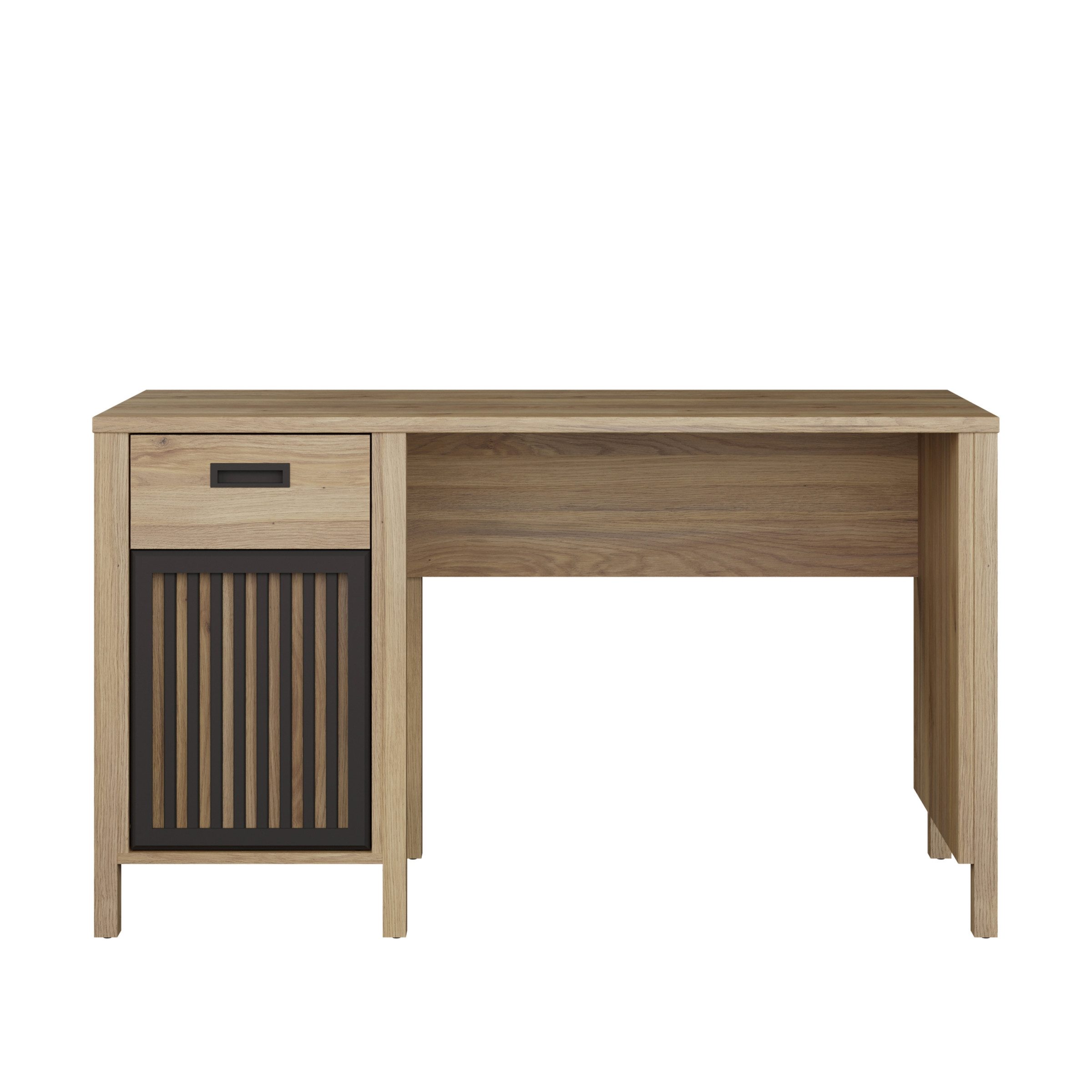 PREISBRECHER Schreibtisch JYTANA, in Mauvella Eiche Dekor / Schwarz - 125x72,3x56,5 (BxHxT)