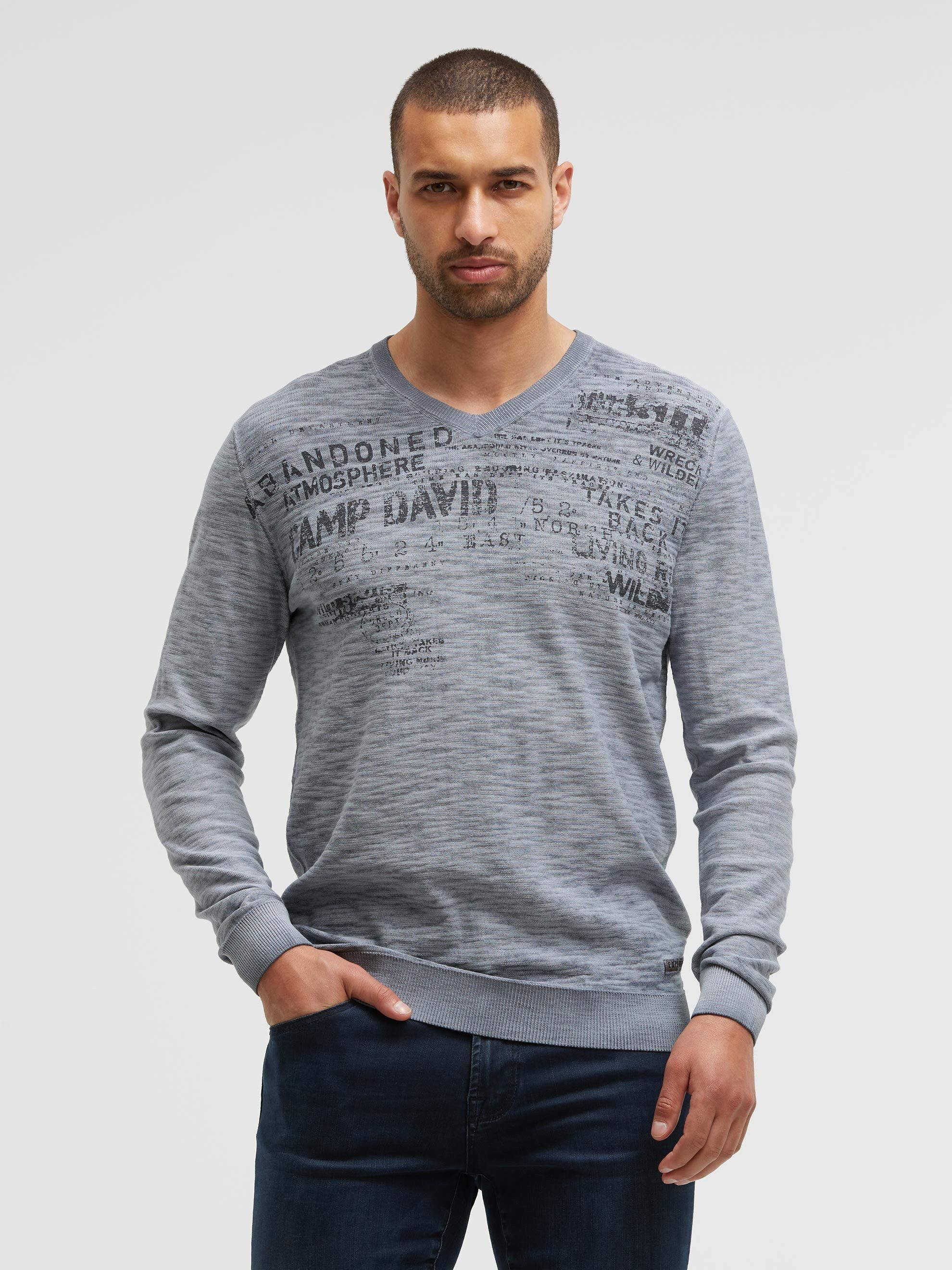 CAMP DAVID V-Ausschnitt-Pullover mit V-Ausschnitt