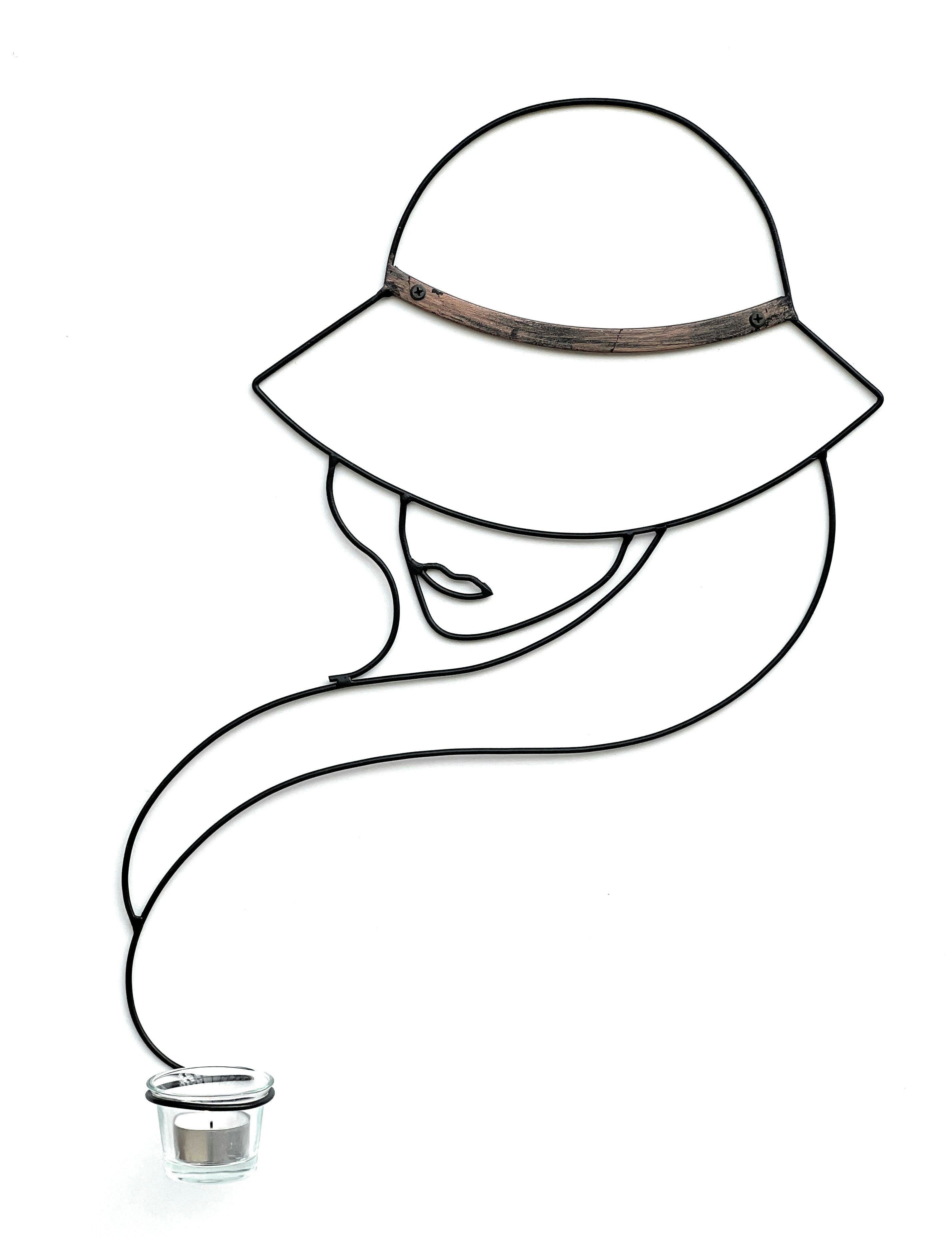 DanDiBo Teelichthalter Wand Metall Schwarz 50 cm Lady Wandkerzenhalter 9632 günstig online kaufen