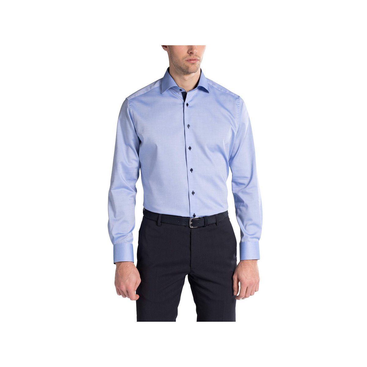 Eterna Langarmhemd blau (1-tlg) | Hemden