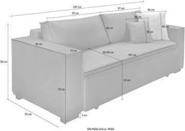 INOSIGN Schlafsofa Manhattan, mit Boxspringaufbau, Bettfunktion & Bettkasten, Dauerschlafsofa