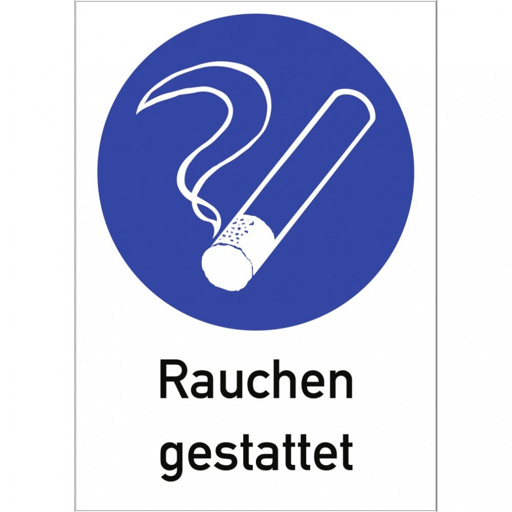 Hinweisschild Rauchen gestattet, Kombischild, Alu, 210x297 mm