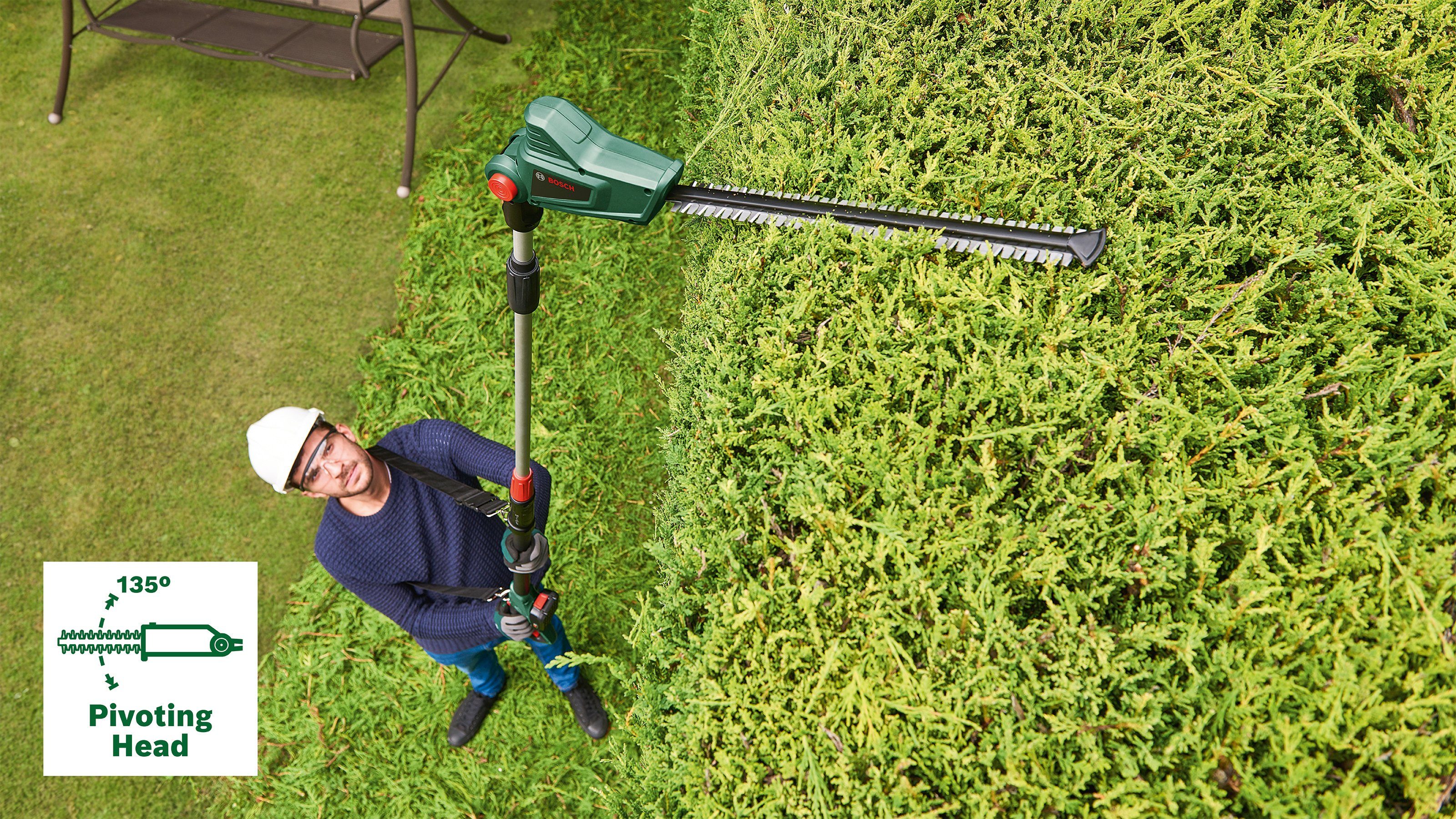 Bosch Home & Garden Akku-Heckenschere UniversalHedgePole 18, 43 cm Schnittlänge, mit Akku und Ladegerät