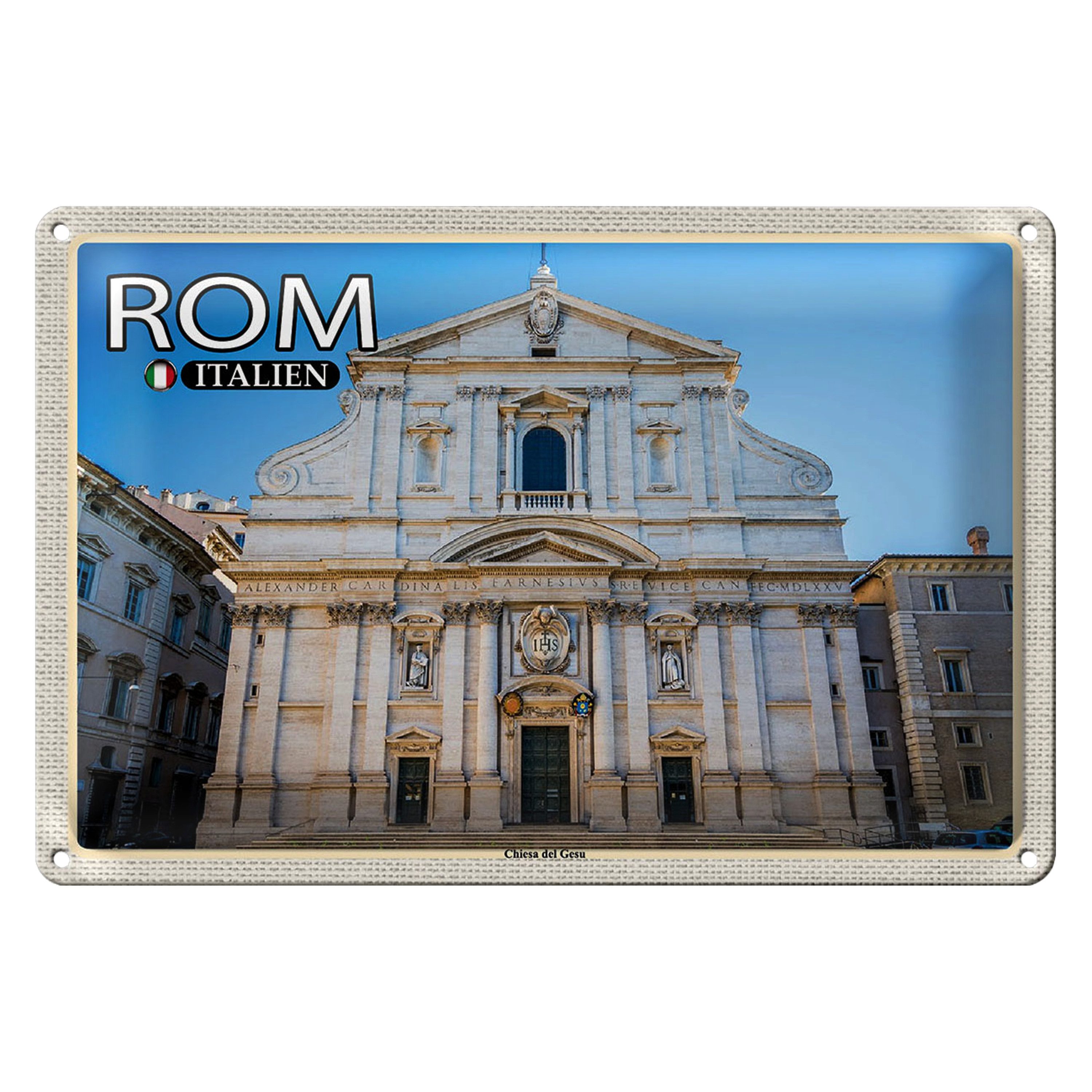 Roomando Metallschild Reise Rom Italien Chiesa del Gesu 40x30cm