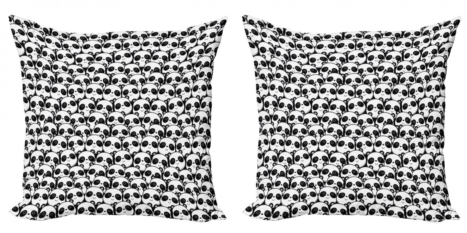 Kissenbezüge Modern Accent Doppelseitiger Digitaldruck, Abakuhaus (2 Stück), Schwarz und weiß Chinese Bären