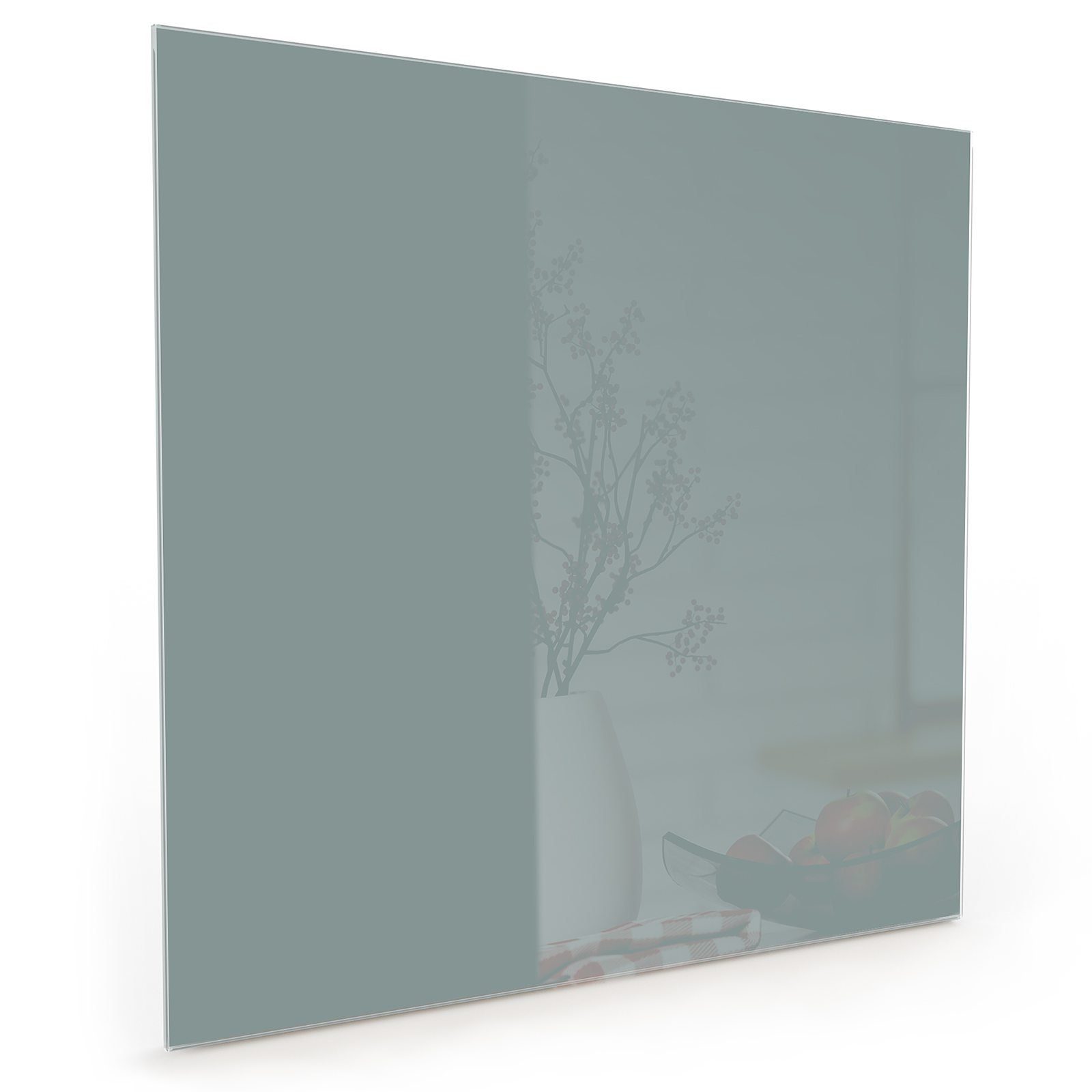 Primedeco Küchenrückwand Spritzschutz Glas Grauer Hintergrund I