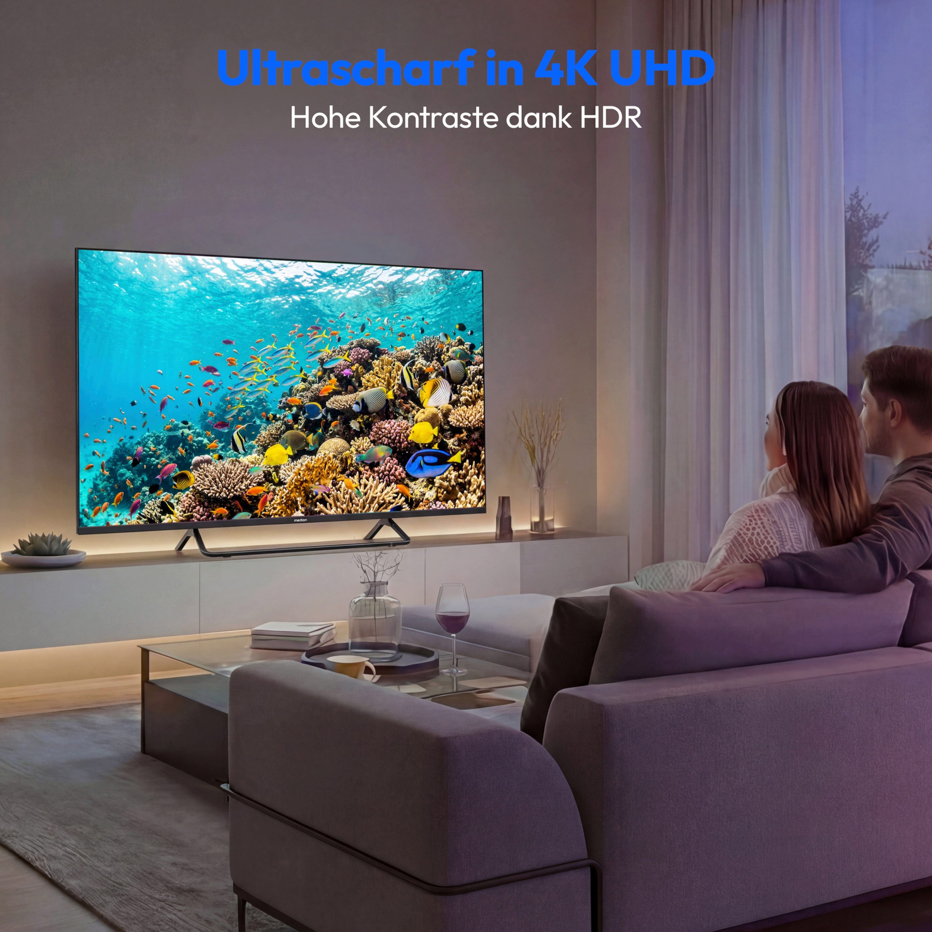 Medion® MD850602 QLED-Fernseher (125.7 cm/50 Zoll, 4K Ultra HD, Smart-TV, Dolby Vision, Dolby Atmos, Netflix, HBO Max, Prime Video, Disney+, WOW)