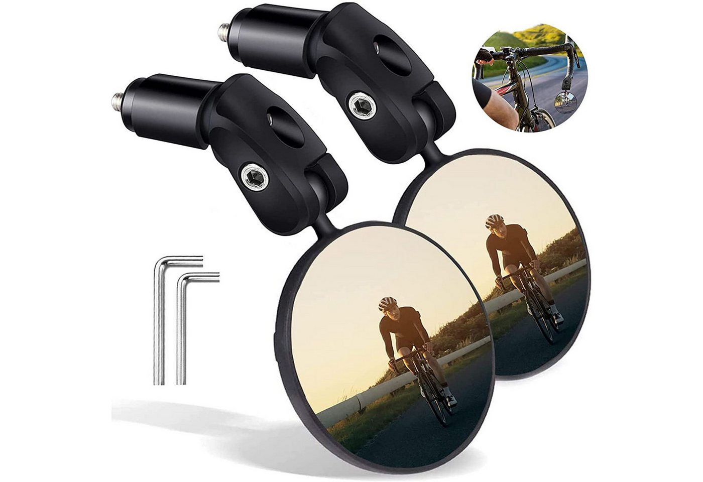 MOPUEA Fahrradspiegel Fahrradspiegel 2Stück 360°Fahrrad Rückspiegel Verstellbarer Weitwinkel (2er Set Fahrrad Rückspiegel konvex 360 Grad Weitwinkel universal, Fahrrad Rückspiegel 360 Grad verstellbar Weitwinkel Lenker montiert), 360 Grad einstellbar Weit