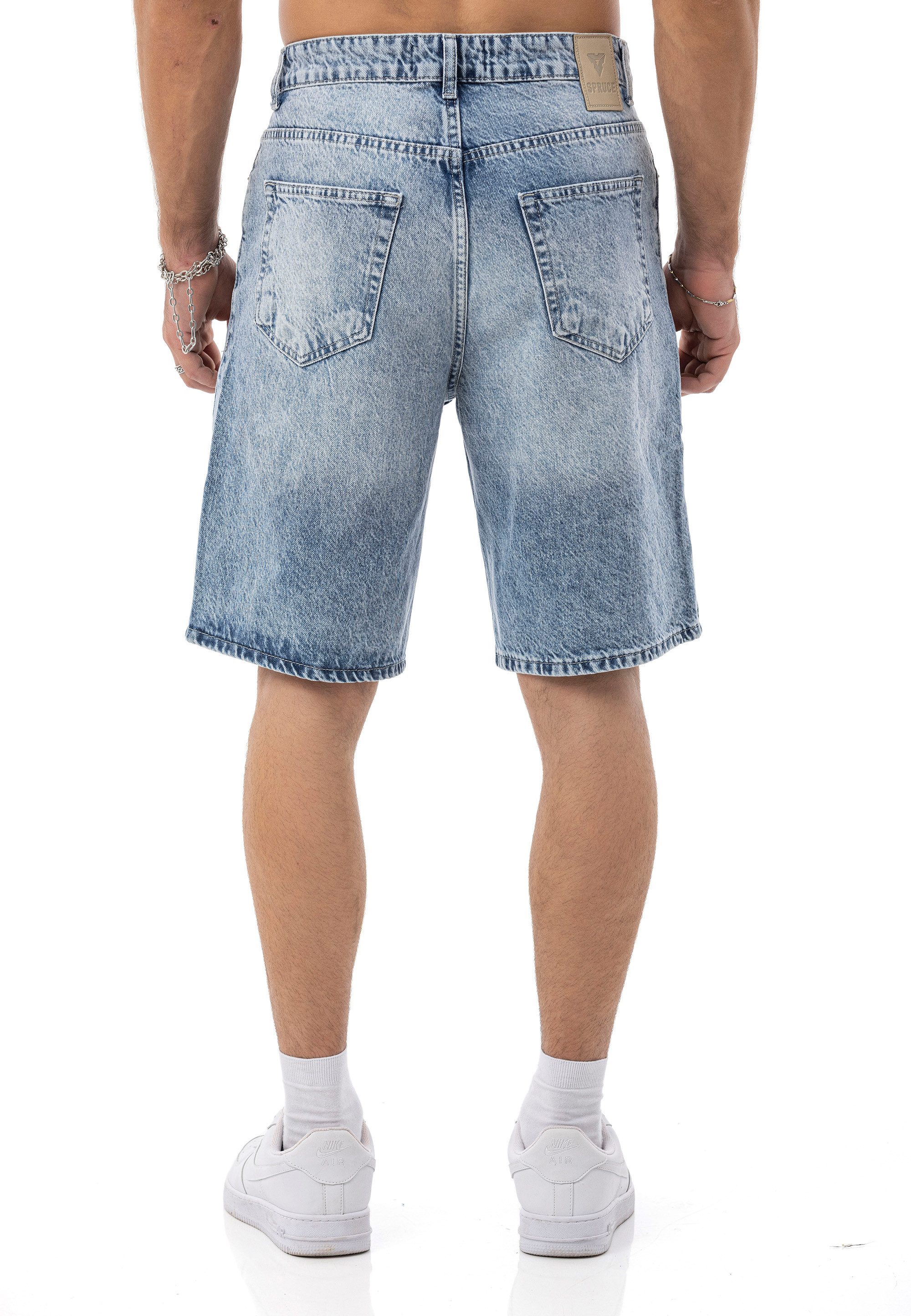 RedBridge Jeansshorts by Spruce – Kurze Hose mit Destroy-Details – 5-Pocket, Regular Fit
