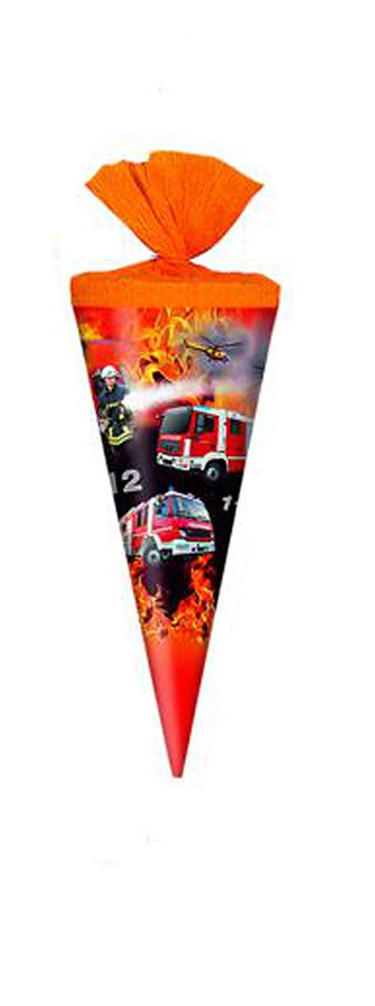 Schultüte Schultüte / Zuckertüte / Länge: 25cm / rund / "Feuerwehr"