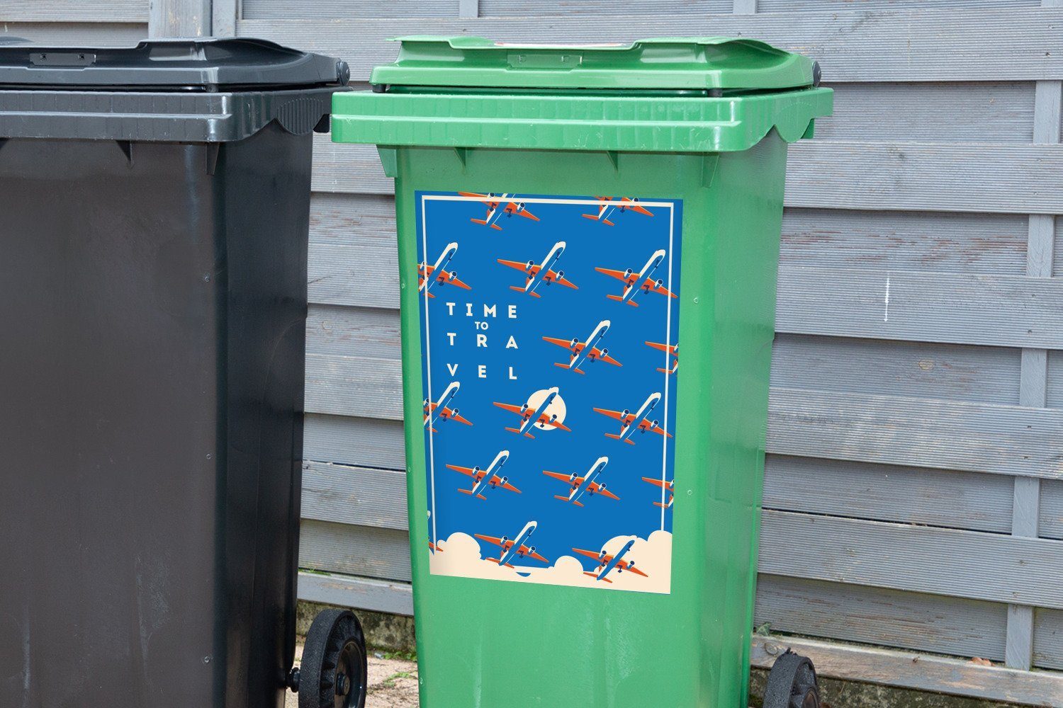MuchoWow Wandsticker Flugzeuge Sticker, St), Container, Mülltonne, Zitate (1 Mülleimer-aufkleber, - Abfalbehälter - Muster