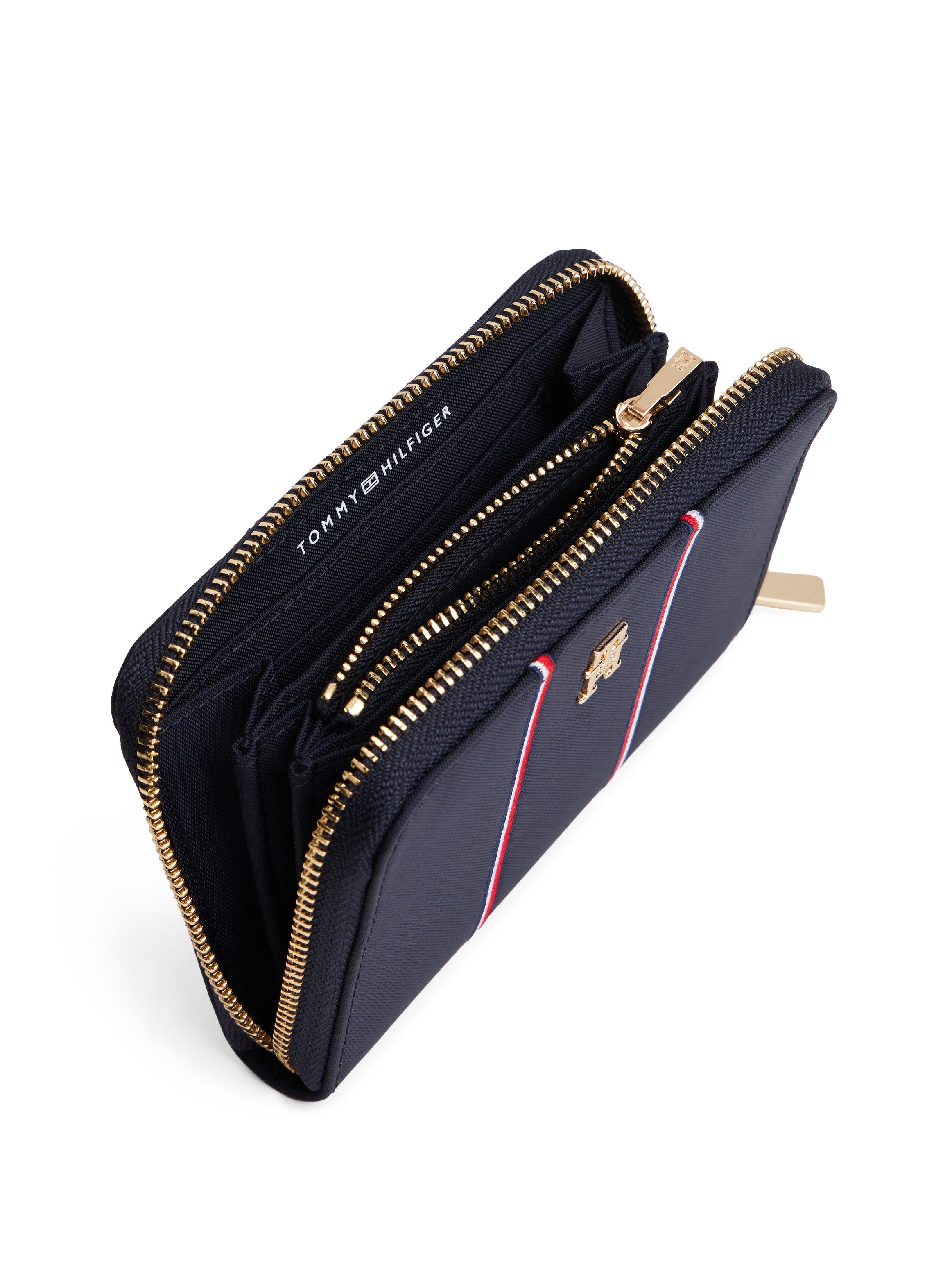 Tommy Hilfiger Geldbörse TH ICON MED ZA NYLON CORP, Unisex Geldbeutel, Portemonnaie mit TH-Schmucklogo