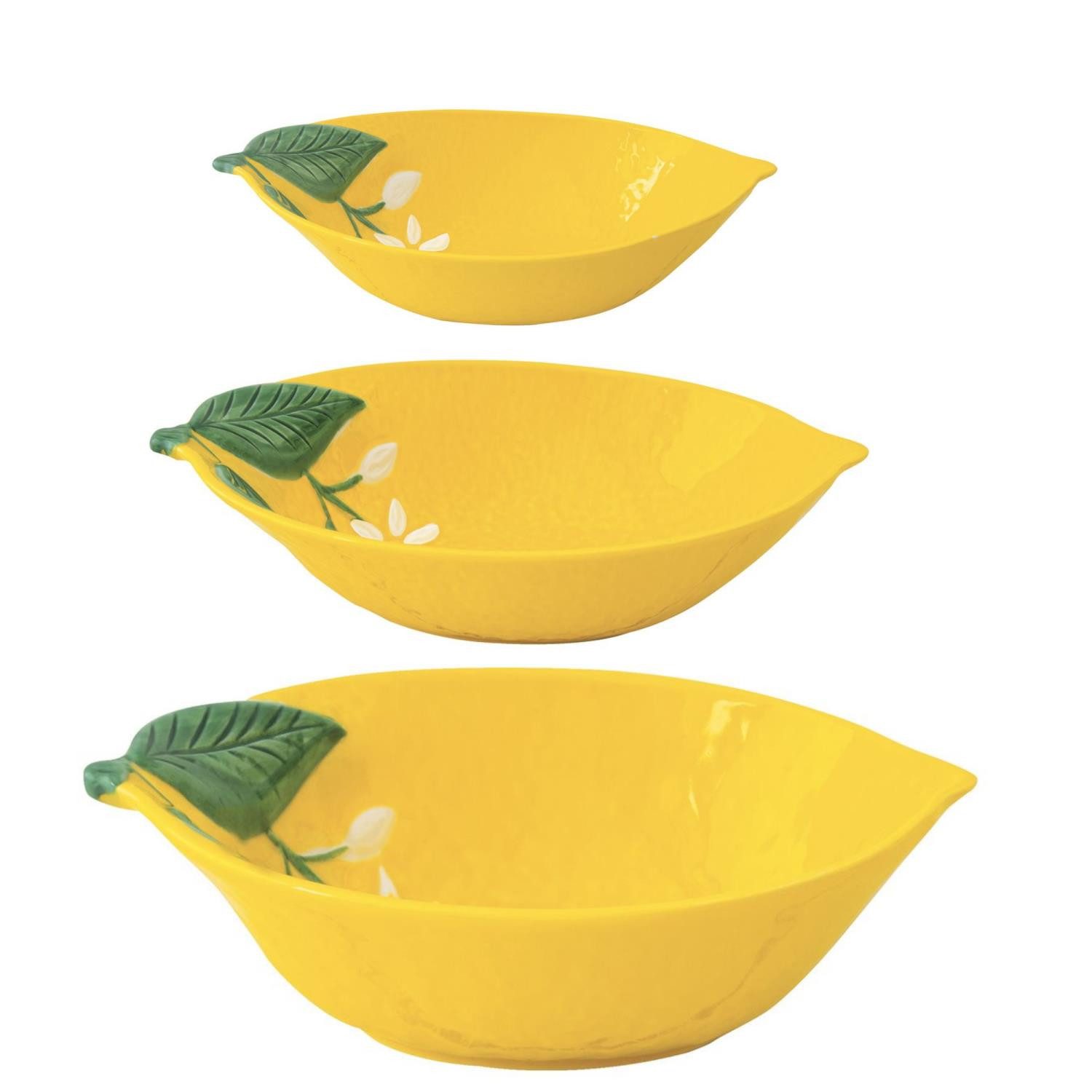 EasyLife Servierschale Fleurs et Citrons, Porzellan, Spülmaschinengeeignet, Mehrfarbig, Zitronen, H: 7cm