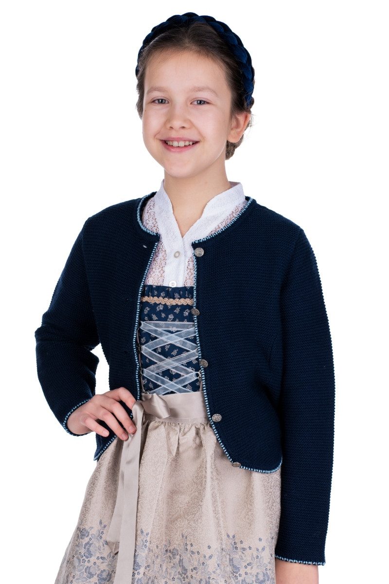 Trachtenjacke Strickjacke Kinder - ELEGANTINE - marine, pink