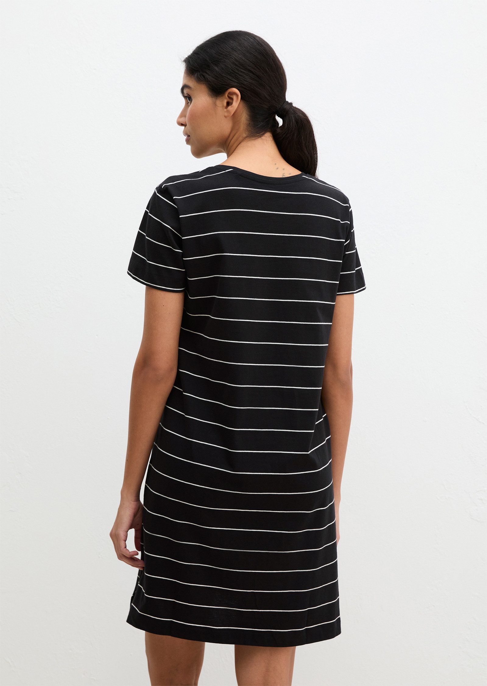 Marc O'Polo Nachthemd Mix N Match Cotton mit V-Ausschnitt und kurzen Ärmeln, gestreift