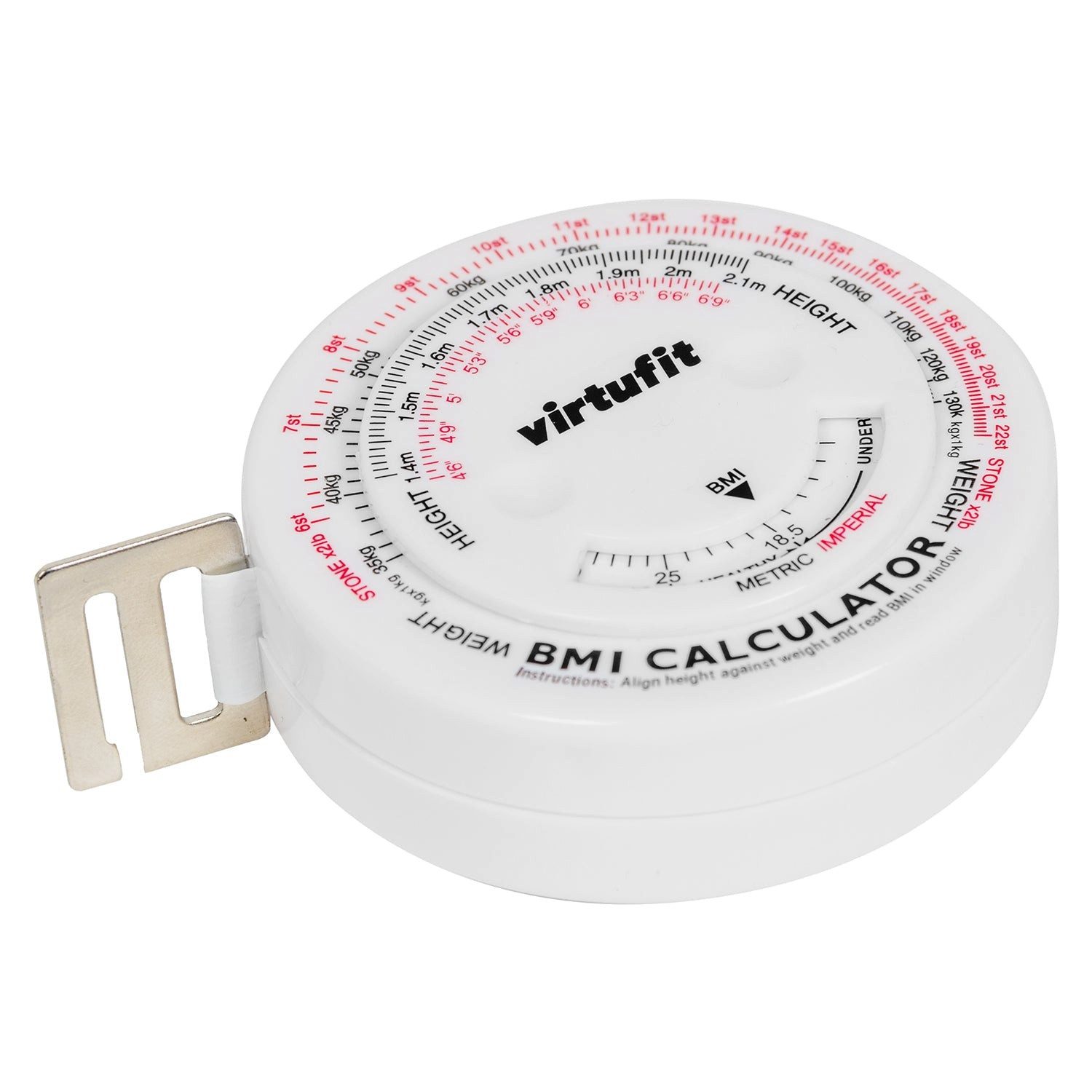 VirtuFit Körpermaßband VirtuFit Umfangsmessband Maßband 150 cm mit BMI Rechner und Drehskala