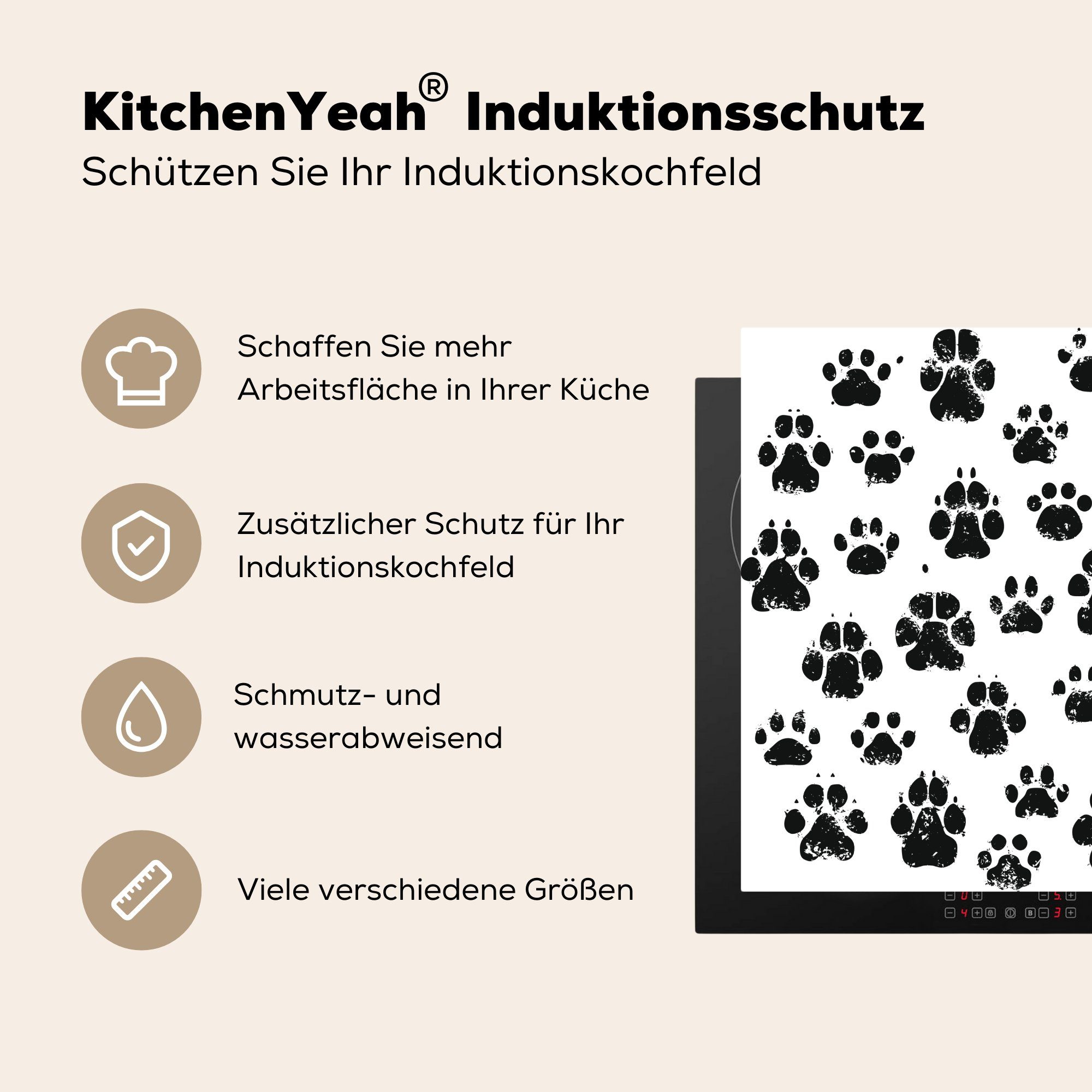 küche MuchoWow Design tlg), Hund, Katze Arbeitsplatte Ceranfeldabdeckung, - Herdblende-/Abdeckplatte cm, 78x78 für - Vinyl, (1