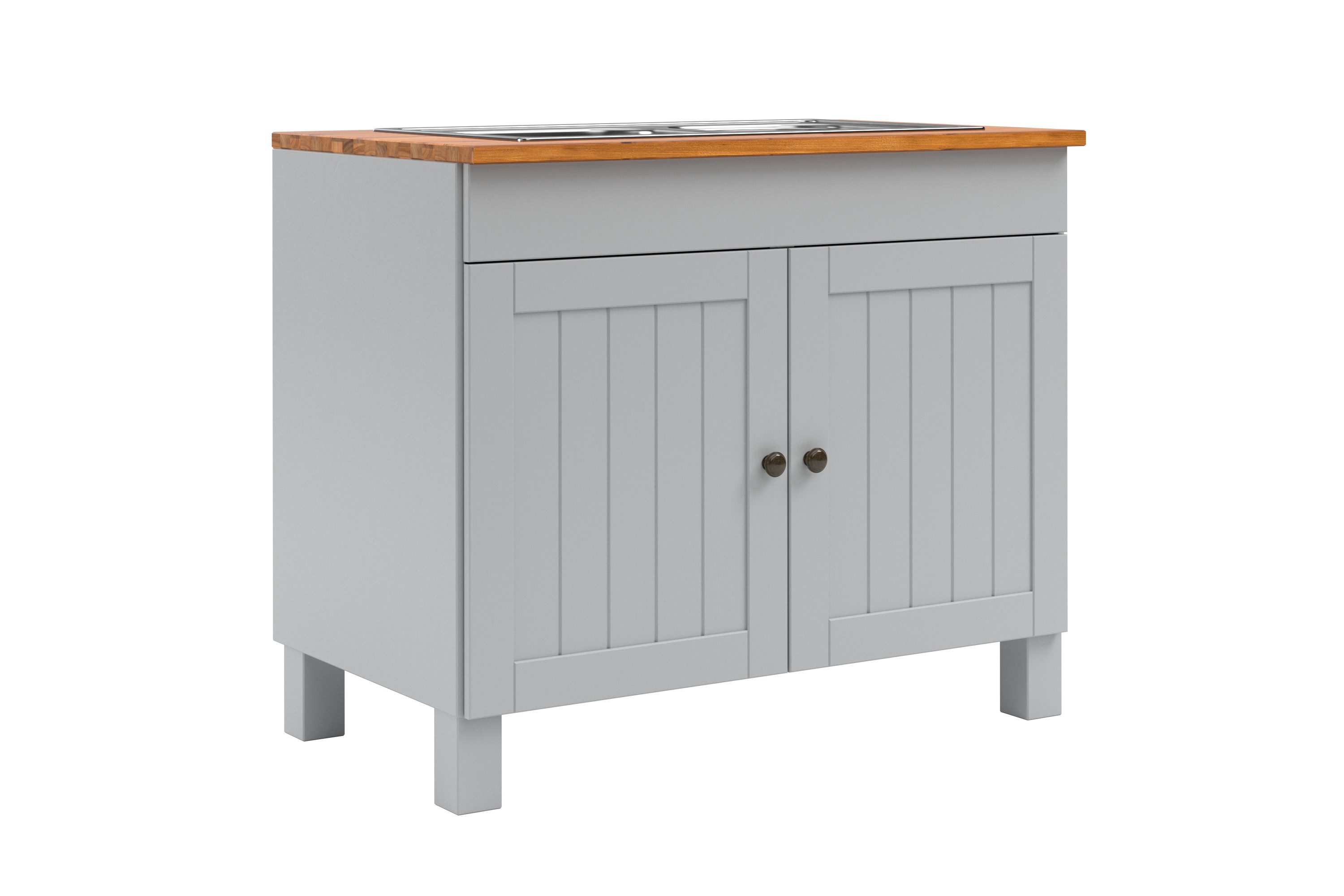 Home affaire Spülenschrank "Alby2" Mit Metallgriffen, Breite 100 cm günstig online kaufen