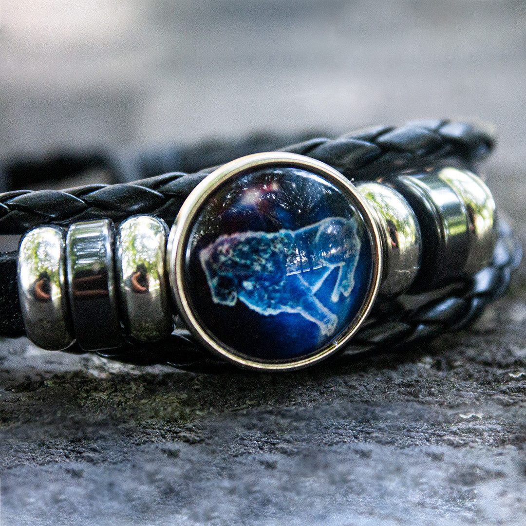 Stelby Armband mit Gravur Sternzeichen Löwe mit 3D Gravur im Glas (Weihnachtsgeschenk, Geburtstagsgeschenk, Valentinstaggeschenk, modern, minimalistisch), langl – Bild 4 von 5