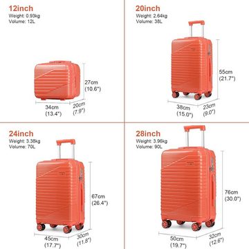 Sea choice Kofferset 3 Teiliges mit 8 Rädern, Polycarbonat-Hartschalen Spinner Trolley, 4 Rollen, mit TSA Zulassung, 4 Teiliges Set (S/M/L/XL) für Reisen