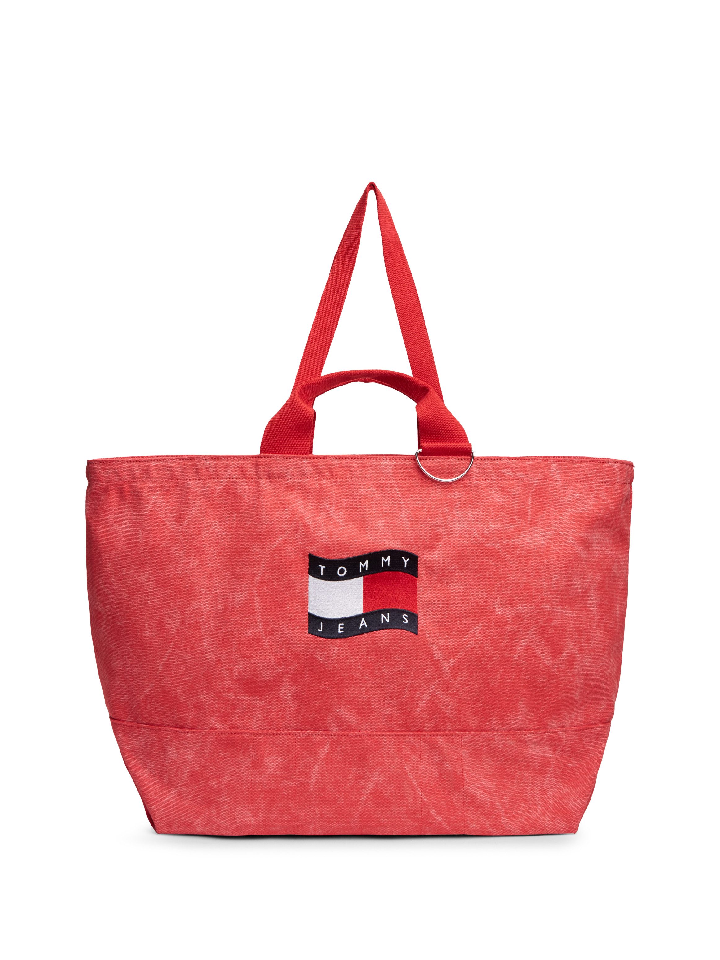 Tommy Jeans Tragetasche TJW WAVE FLAG MED TOTE, Unisex Tragetasche, Umhängetasche, Shopper, Henkeltasche im Used-Look