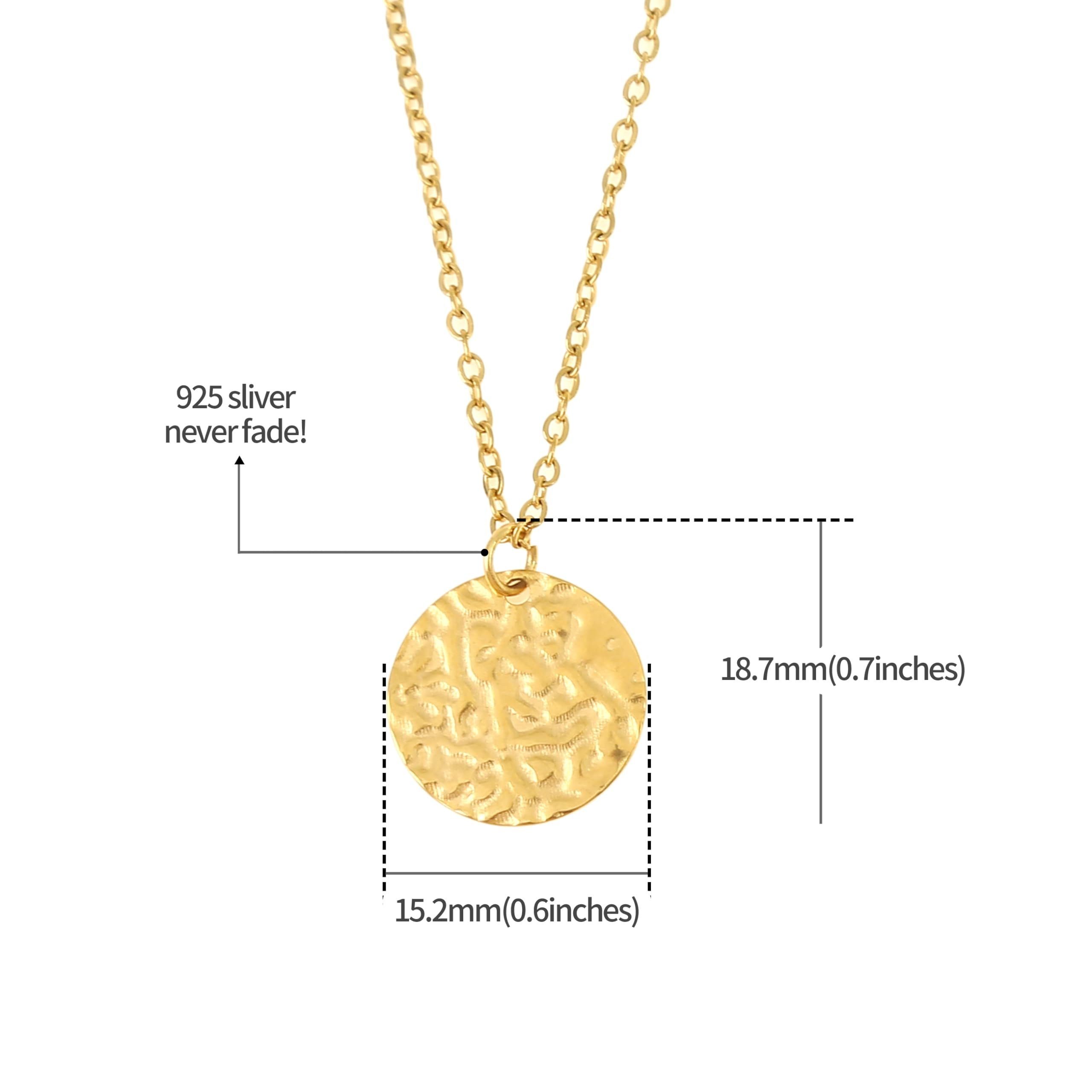 Made by Nami Kette mit Anhänger Damen mit gehämmertem Münzen Anhänger Gold 40 + 5 cm, Edelstahl Schmuck Geschenkideen für Frauen