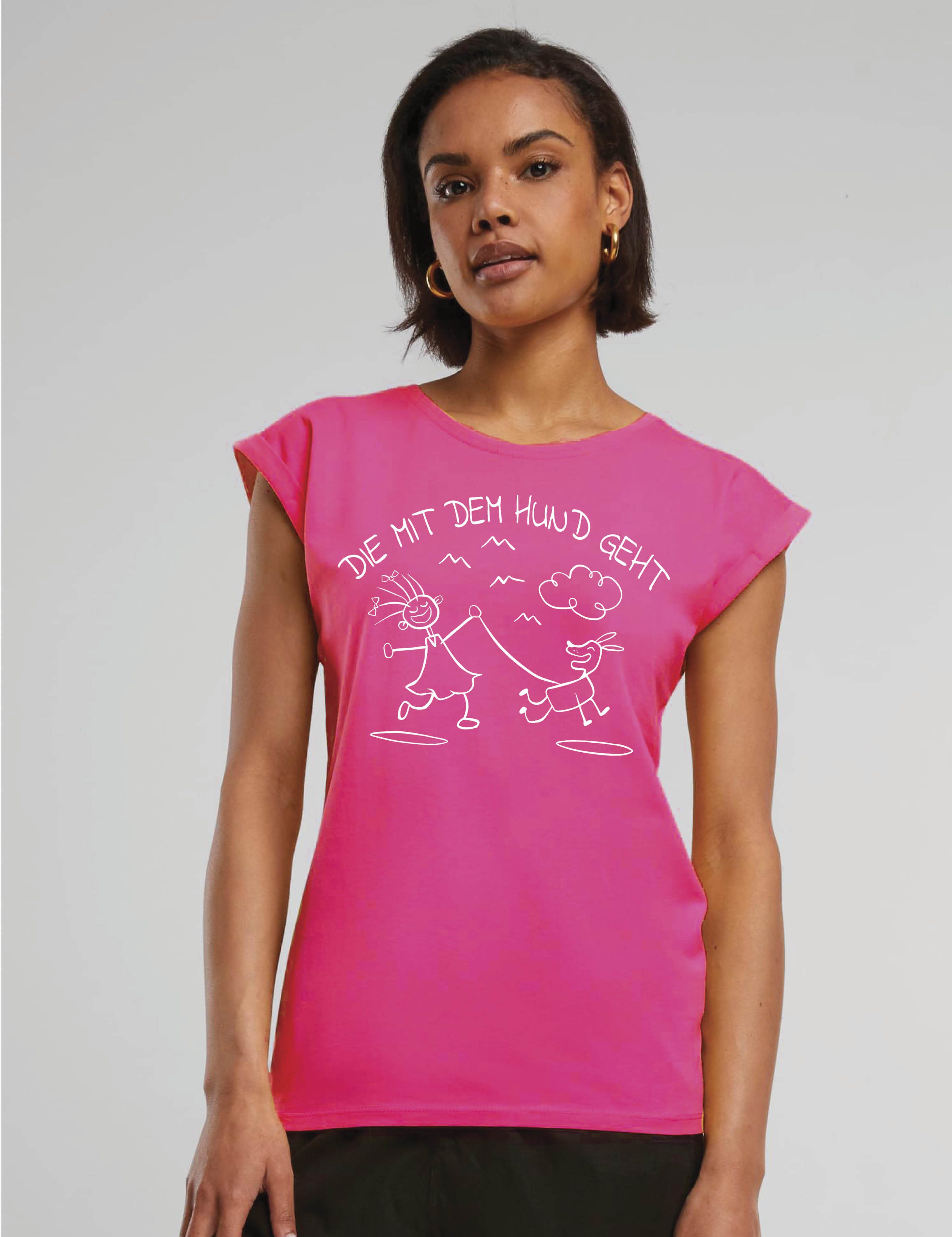 Youth Designz Print-Shirt Die Mit Hund Geht" Damen T-Shirt Statement Geschenk Frauen Motiv mit stylischen Frontprint für Frauen