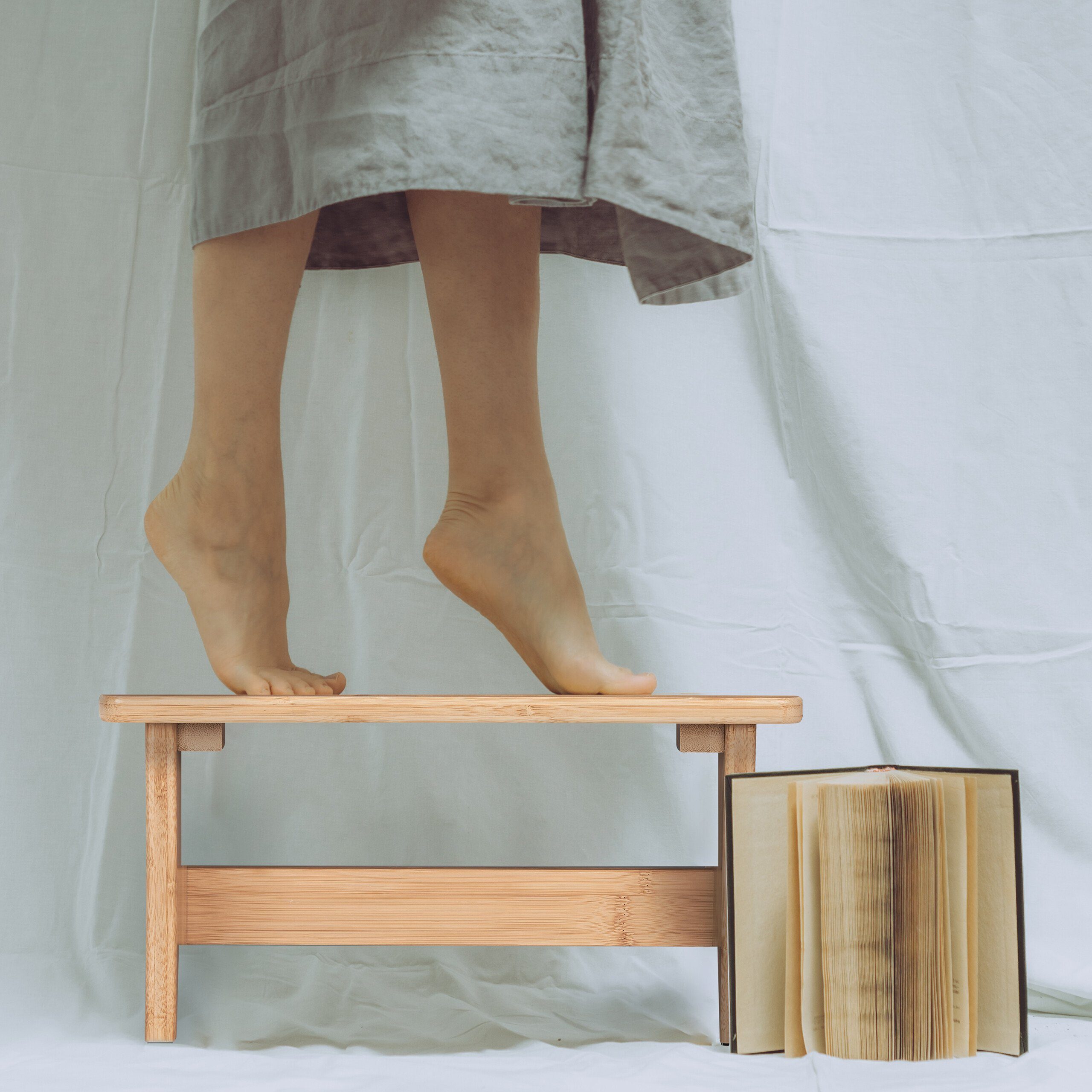 relaxdays Fußhocker Hocker Bambus