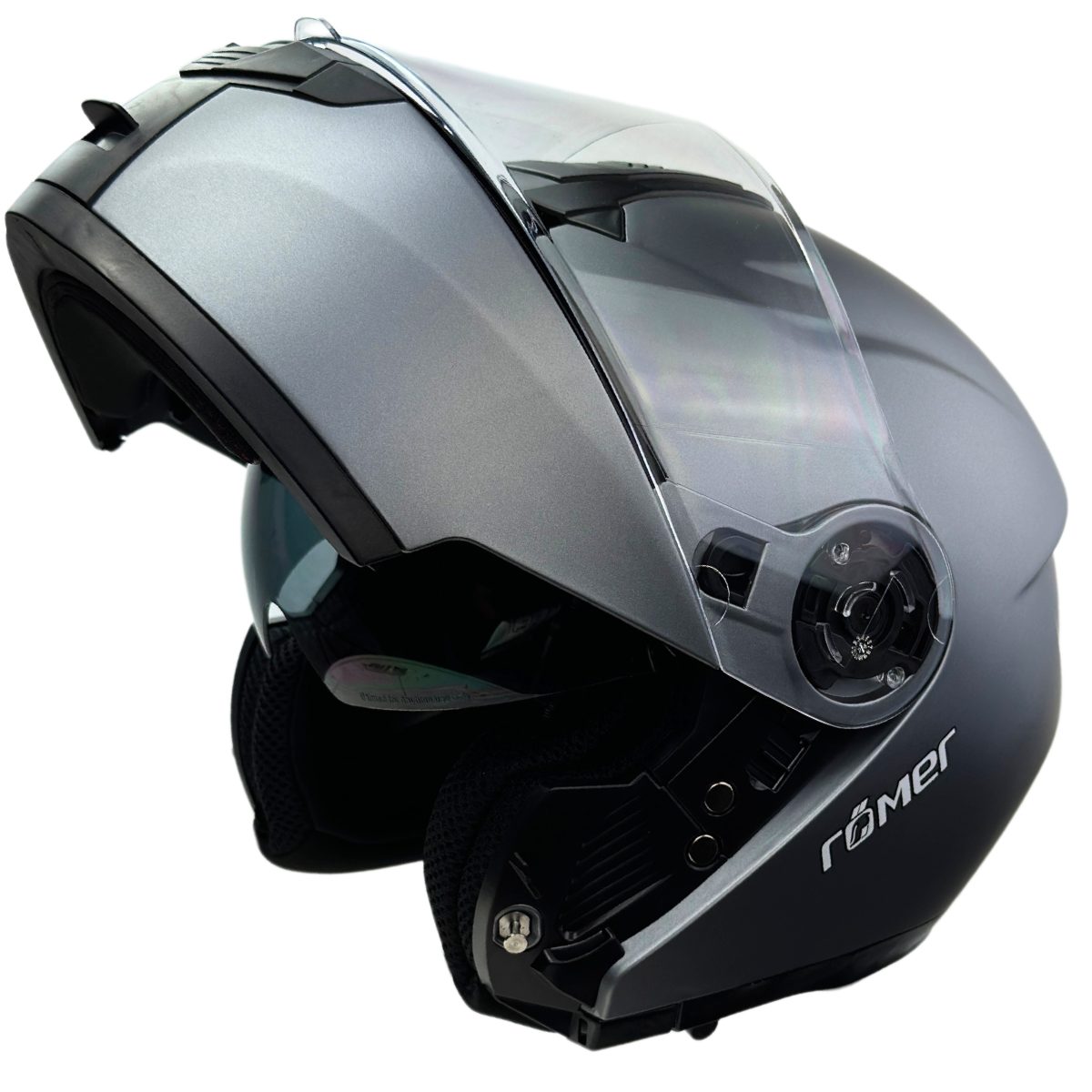 RÖMER HELME Motorradhelm RR20771 Klapphelm mit innenliegenden Sonnenvisier, titanium- matt