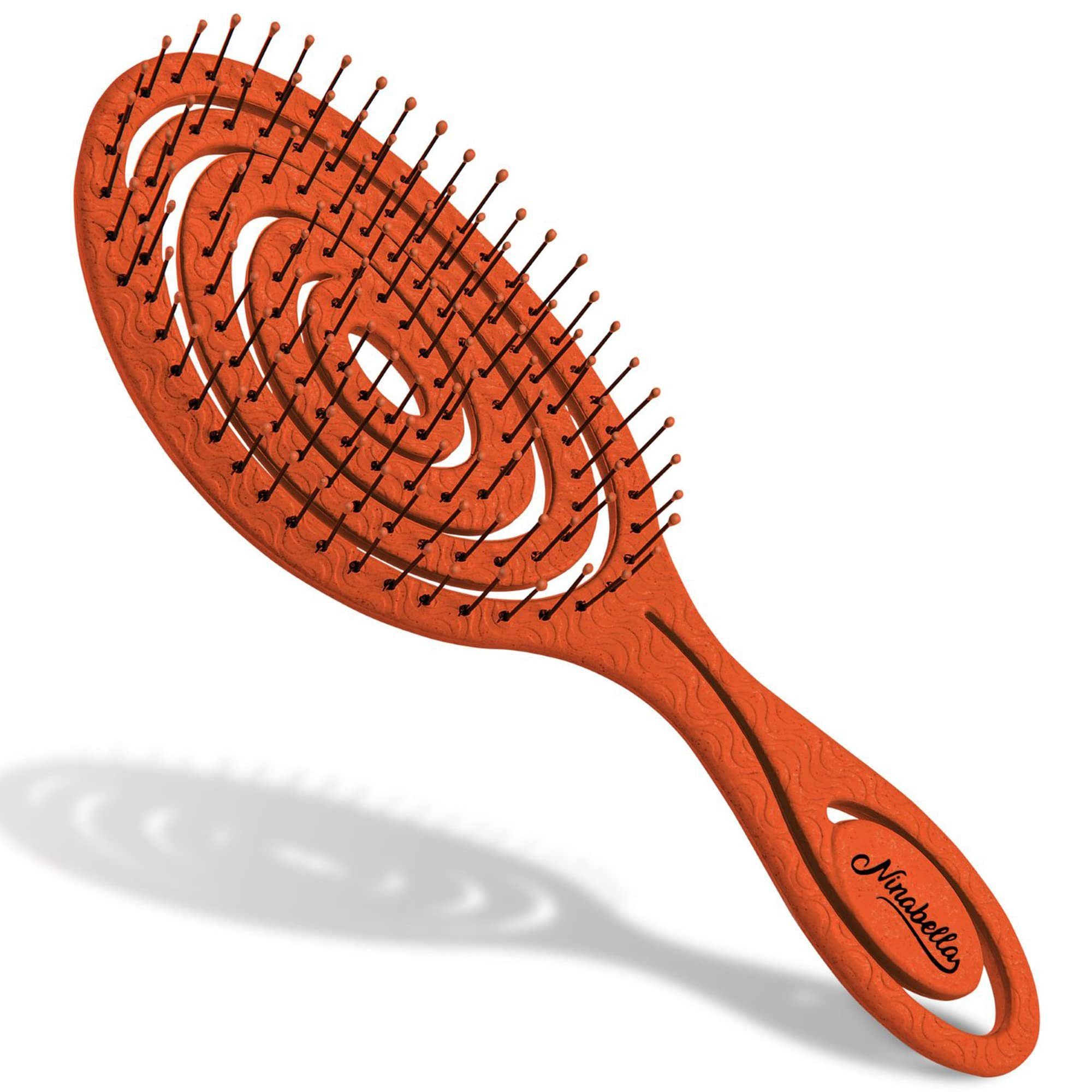 für Lange mit Detangler-Bürste Entwirrbürste Ninabella Haarbürste & & Bio Herren Kinder Damen, Haarbürste Spiralfeder, Haare Locken - ohne Ziepen für -