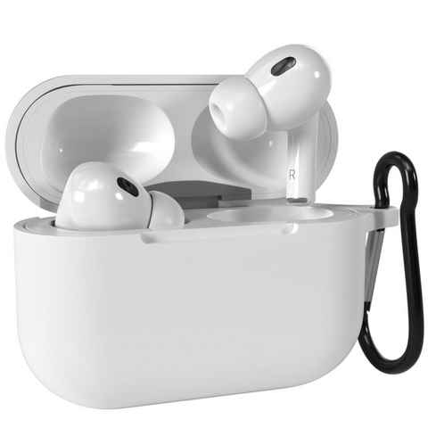 EAZY CASE Kopfhörer-Schutzhülle Silikon Hülle kompatibel mit Apple AirPods Pro 2, Box Hülle Cover Rutschfestes Etui Fullcover Stoßfest Silikoncase Weiß