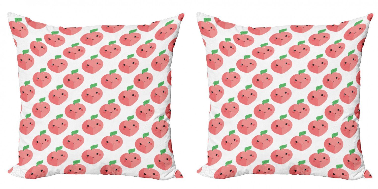 Kawaii Abakuhaus Stück), Kissenbezüge Digitaldruck, (2 Lächeln Frucht-Karikatur Modern Accent Doppelseitiger Pfirsich